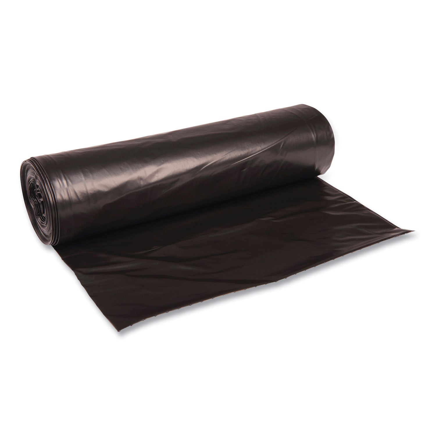 Recycled Low-Density Polyethylene Can Liners, 56 gal, 1.6 mil, 43" x 47", Black, Perforated, 20 Bags/Roll, 5 Rolls/Carton