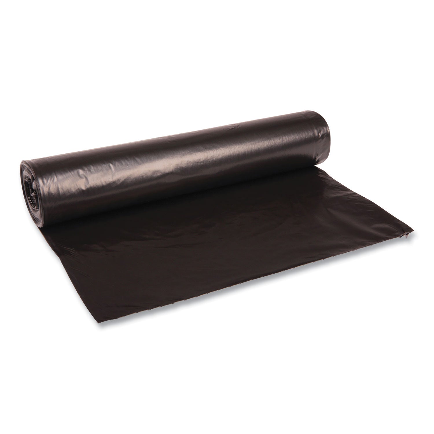 Recycled Low-Density Polyethylene Can Liners, 45 gal, 1.2 mil, 40" x 46", Black, Perforated, 10 Bags/Roll, 10 Rolls/Carton