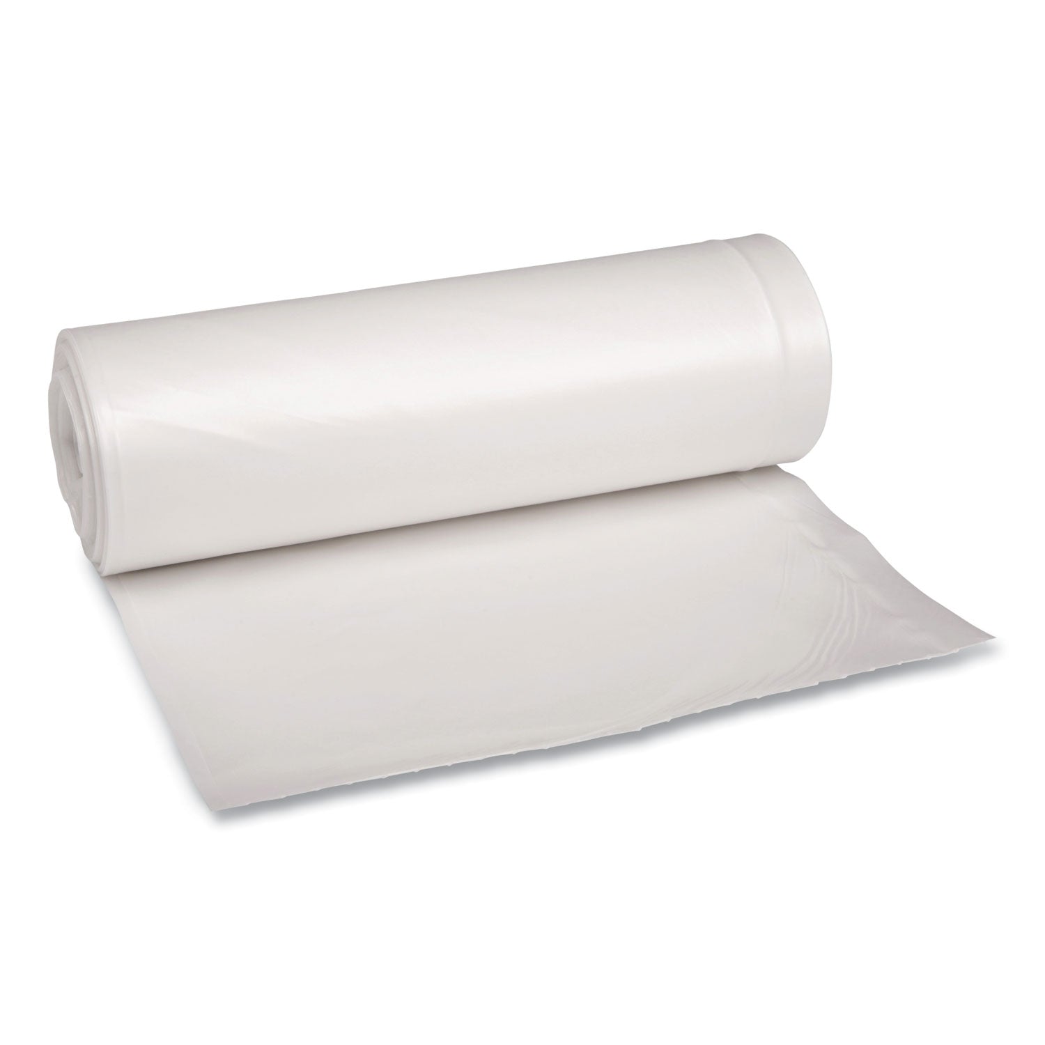 Recycled Low-Density Polyethylene Can Liners, 60 gal, 1.75 mil, 38" x 58", Clear, Perforated, 10 Bags/Roll, 10 Rolls/Carton