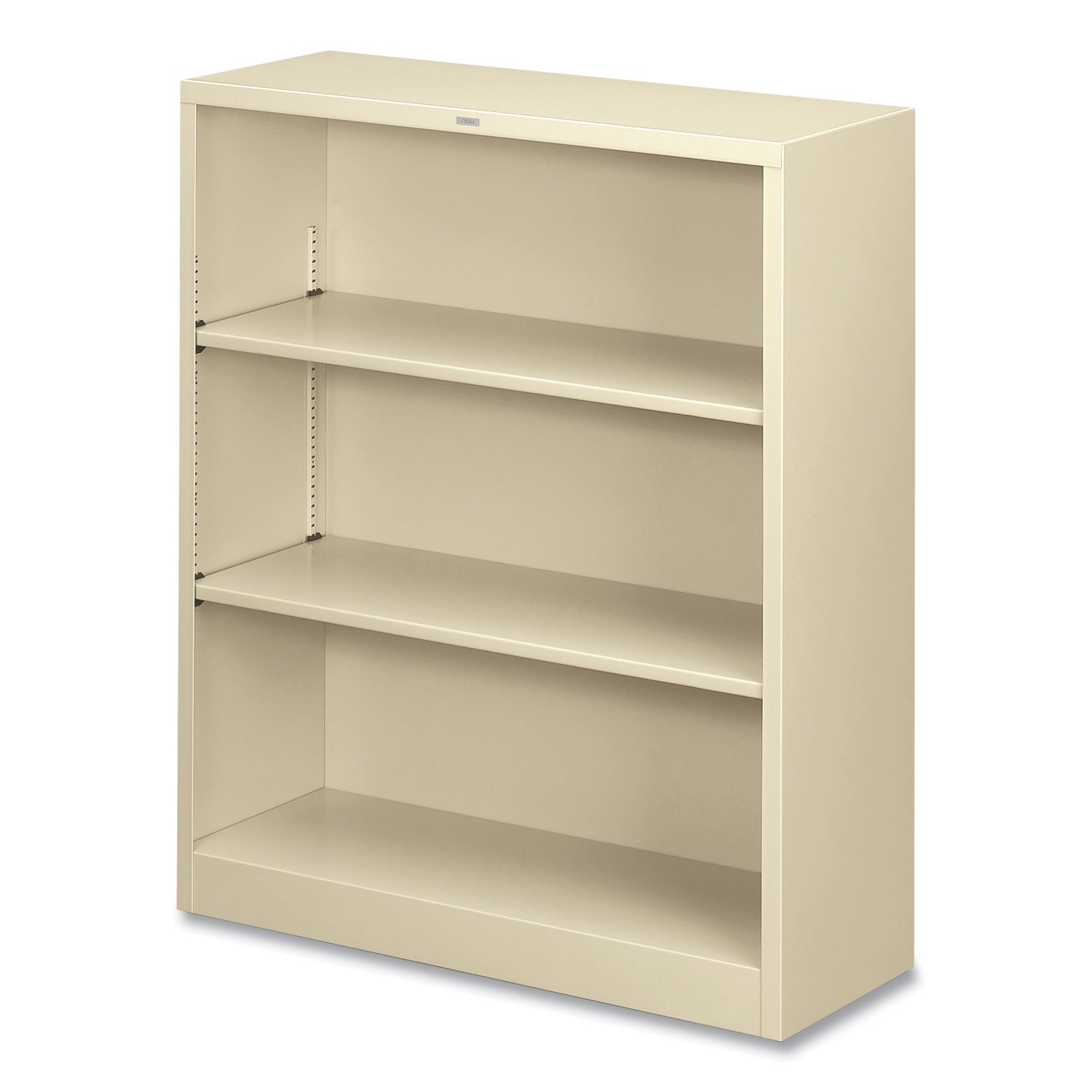 HON® Metal Bookcase, Three-Shelf, 34.5w x 12.63d x 41h, Putty