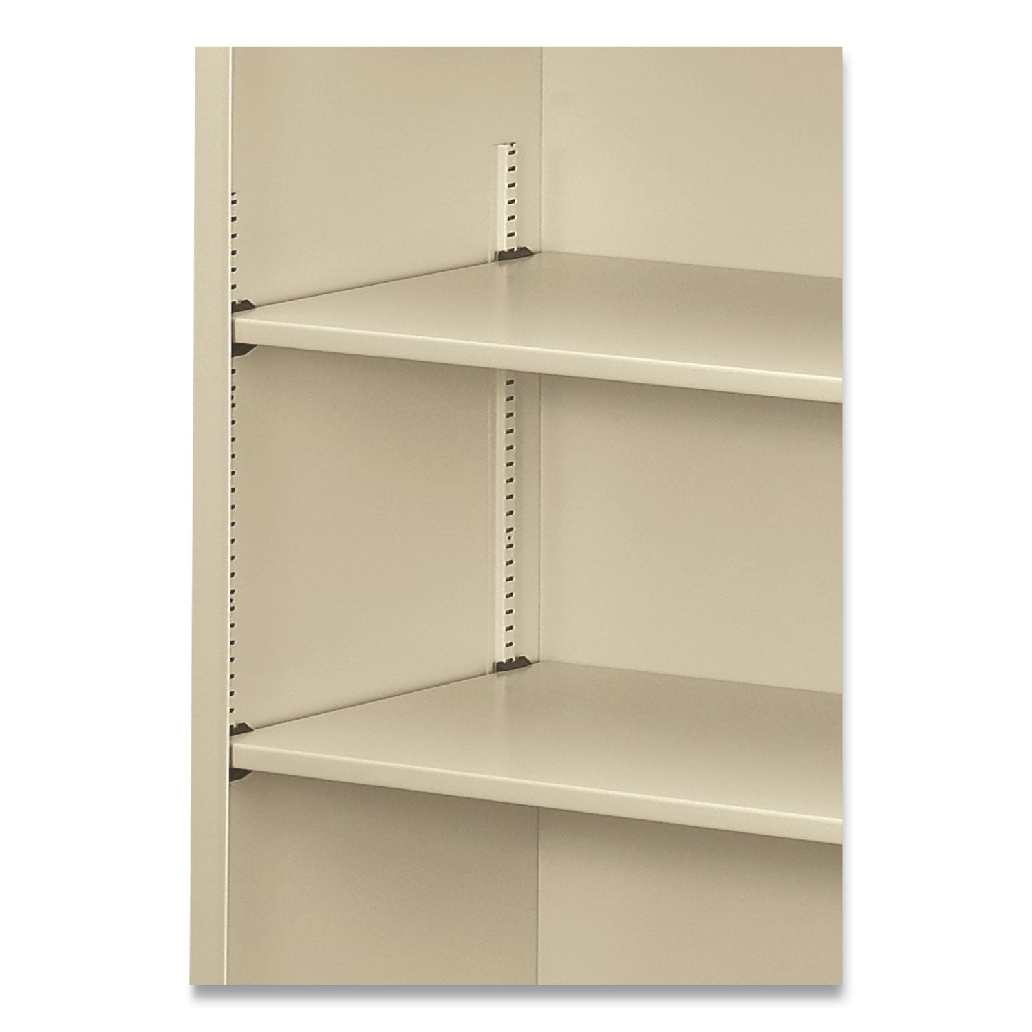 HON® Metal Bookcase, Three-Shelf, 34.5w x 12.63d x 41h, Putty