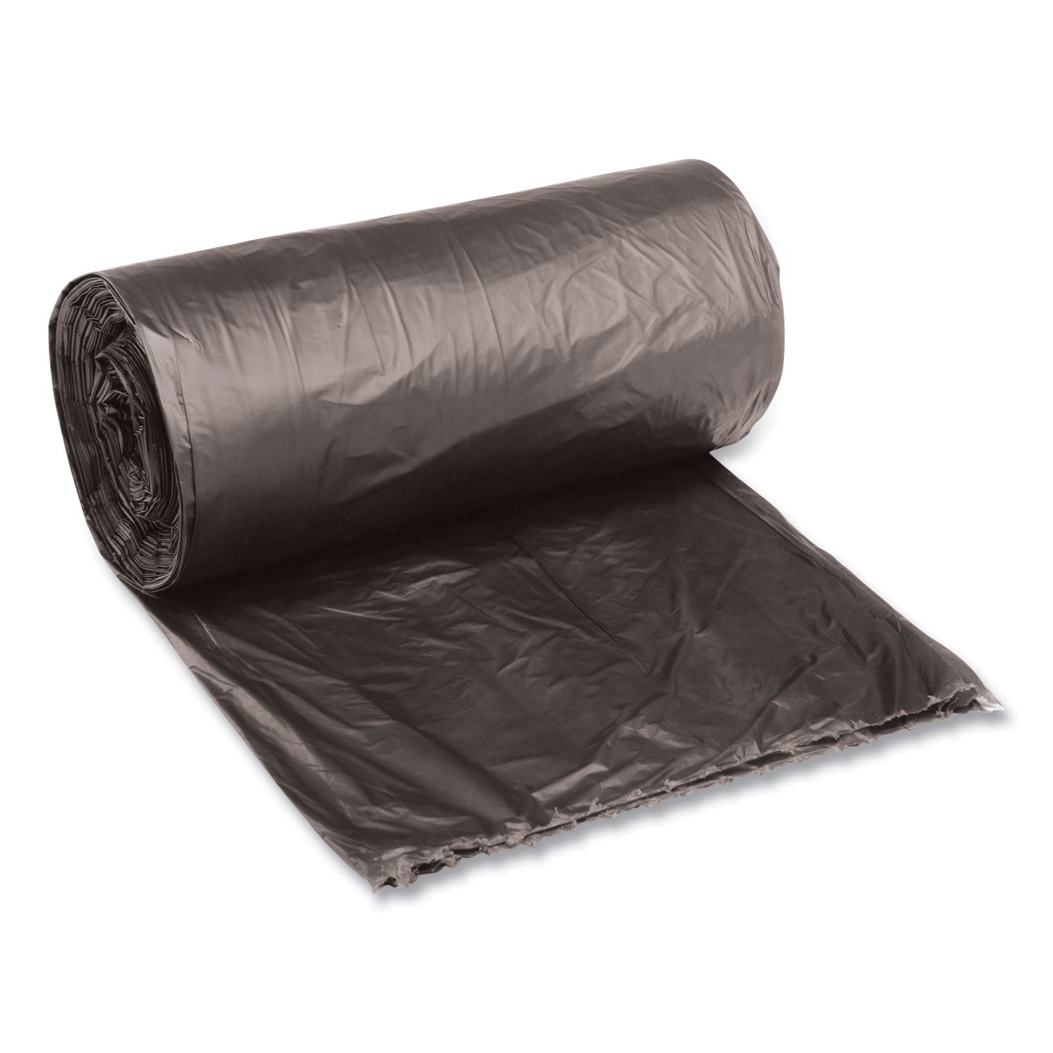 Low-Density Waste Can Liners, 10 gal, 0.35 mil, 24" x 23", Black, Perforated Roll, 50 Bags/Roll, 10 Rolls/Carton