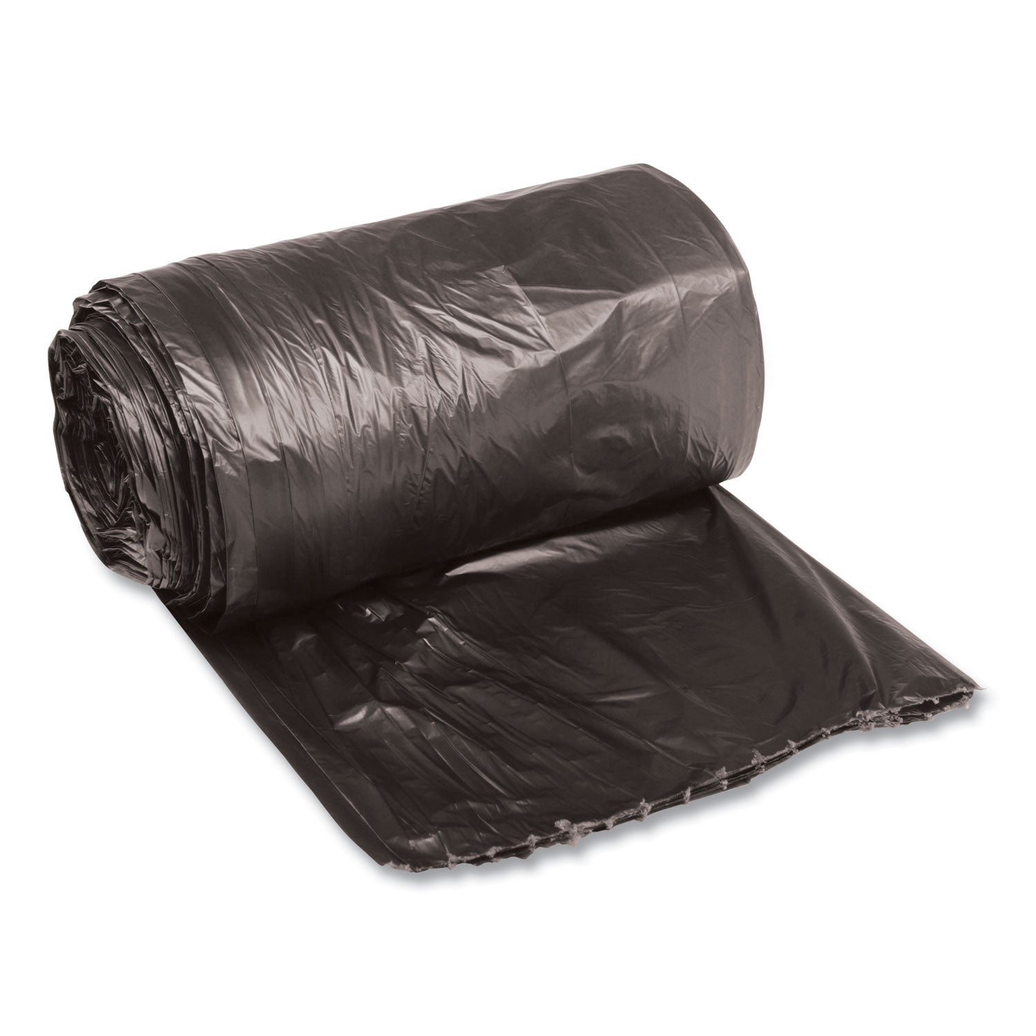 Low-Density Waste Can Liners, 16 gal, 0.35 mil, 24" x 32", Black, Perforated Roll, 50 Bags/Roll, 10 Rolls/Carton