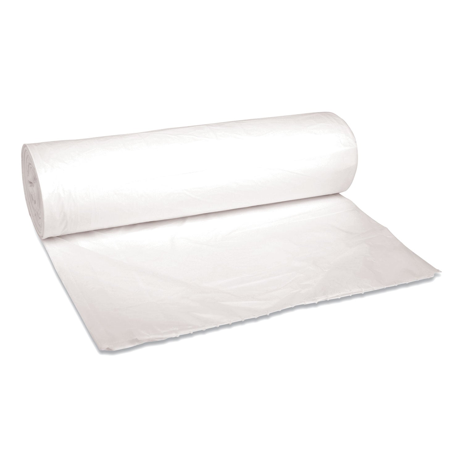 Low-Density Waste Can Liners, 45 gal, 0.6 mil, 40" x 46", White, Perforated Roll, 25 Bags/Roll, 4 Rolls/Carton