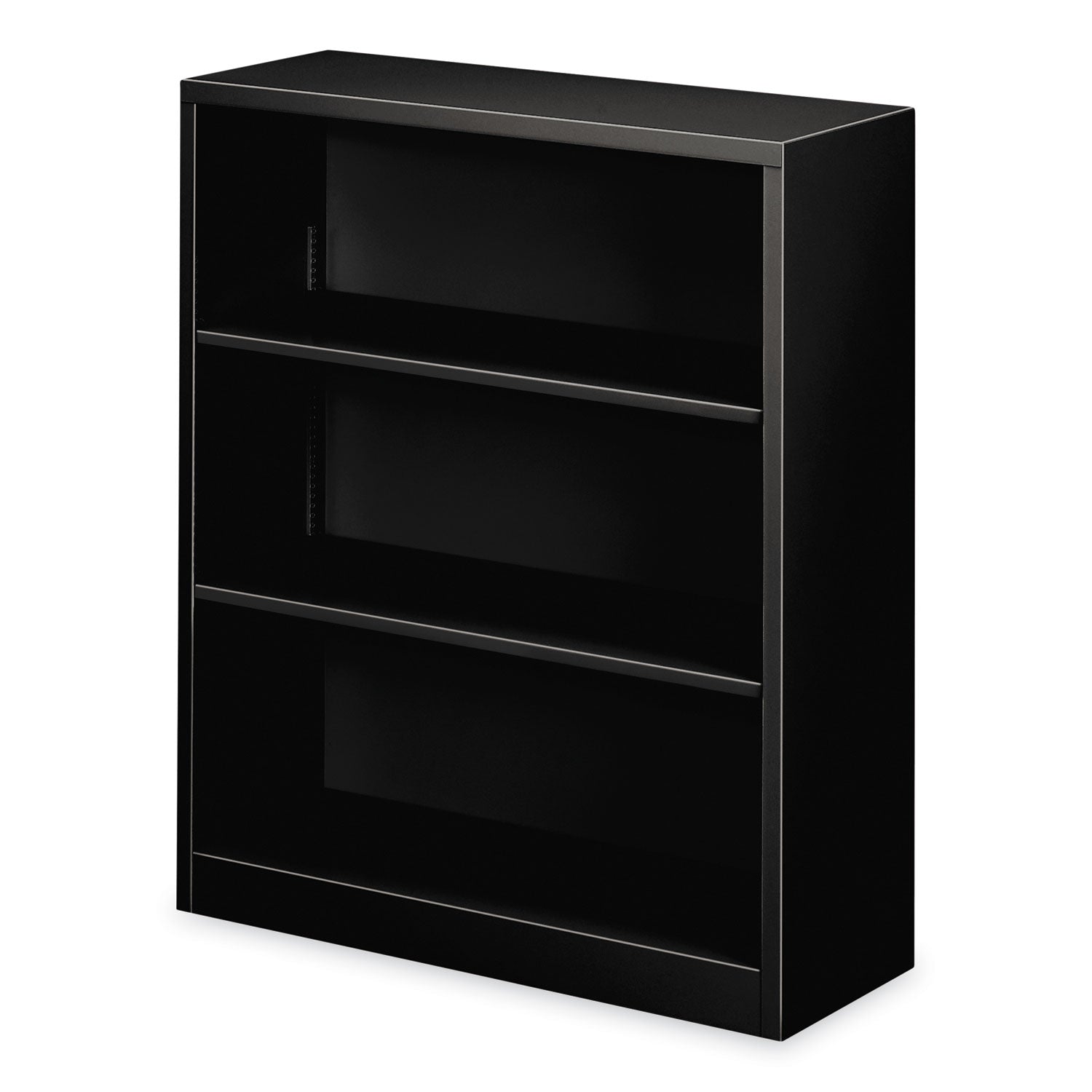 HON® Metal Bookcase, Three-Shelf, 34.5w x 12.63d x 41h, Black