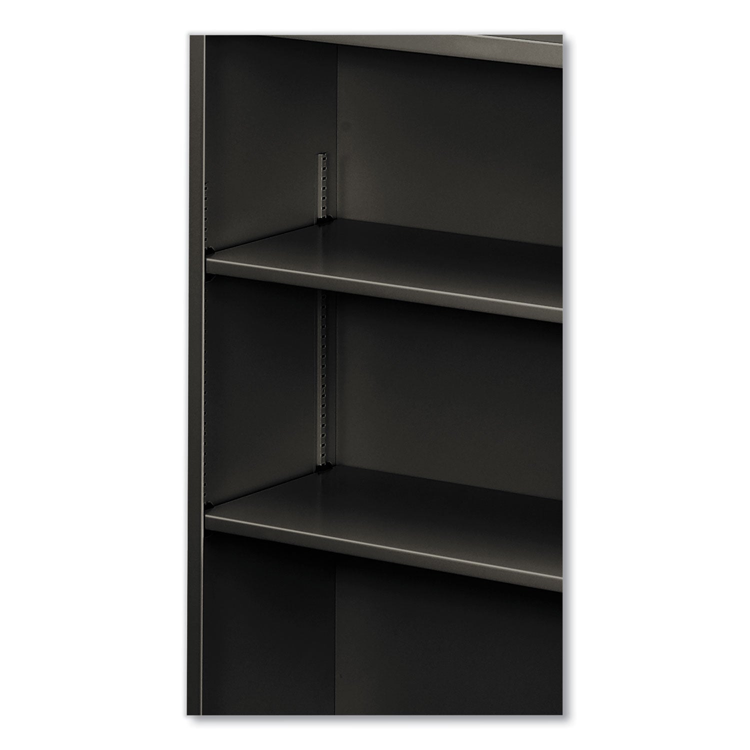 HON® Metal Bookcase, Three-Shelf, 34.5w x 12.63d x 41h, Charcoal