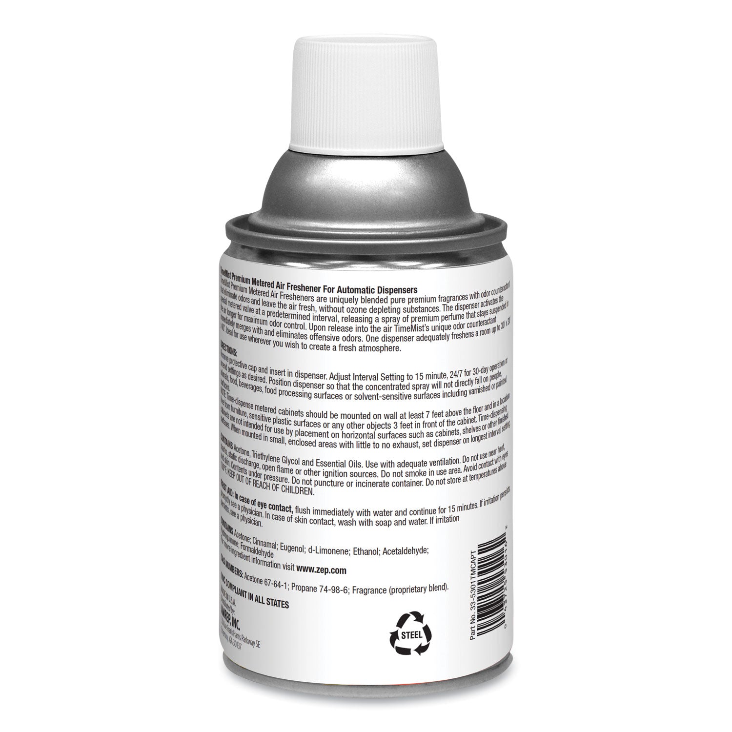 TimeMist® Premium Metered Air Freshener Refill, Cinnamon, 6.6 oz Aerosol Spray, 12/Carton