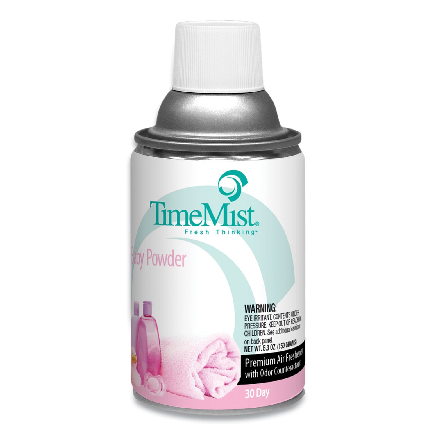 TimeMist® Premium Metered Air Freshener Refill, Baby Powder, 5.3 oz Aerosol Spray, 12/Carton