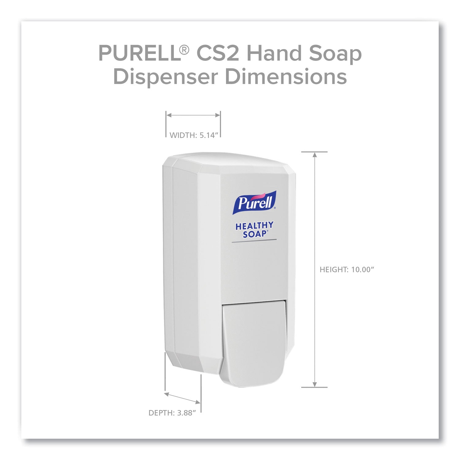 PURELL® CS2 Hand Sanitizer Dispenser, 1,000 mL, 5.14 x 3.83 x 10, White, 6/Carton