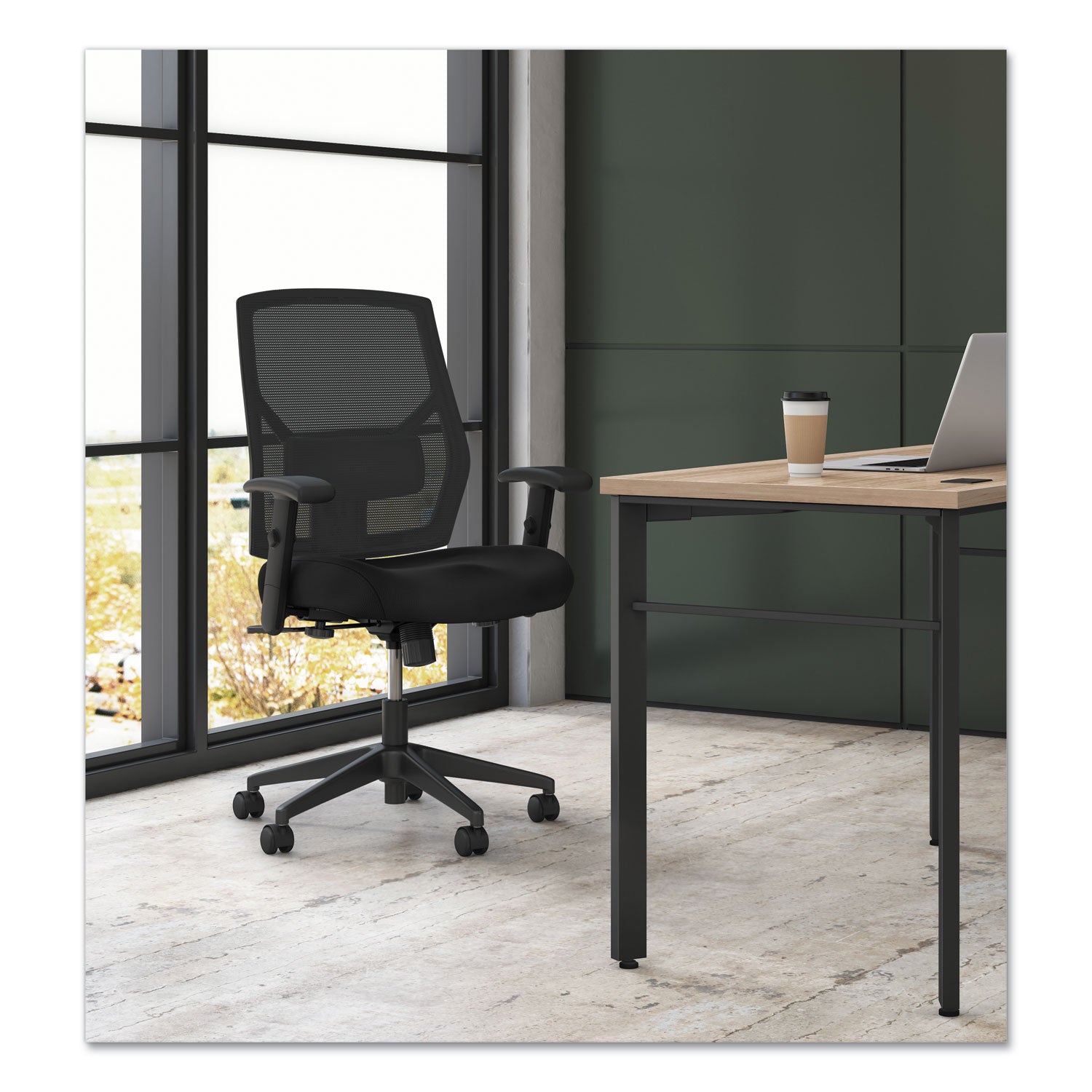 HON® VL581 High-Back Task Chair, Supports Up to 250 lb, 18" to 22" Seat Height, Black