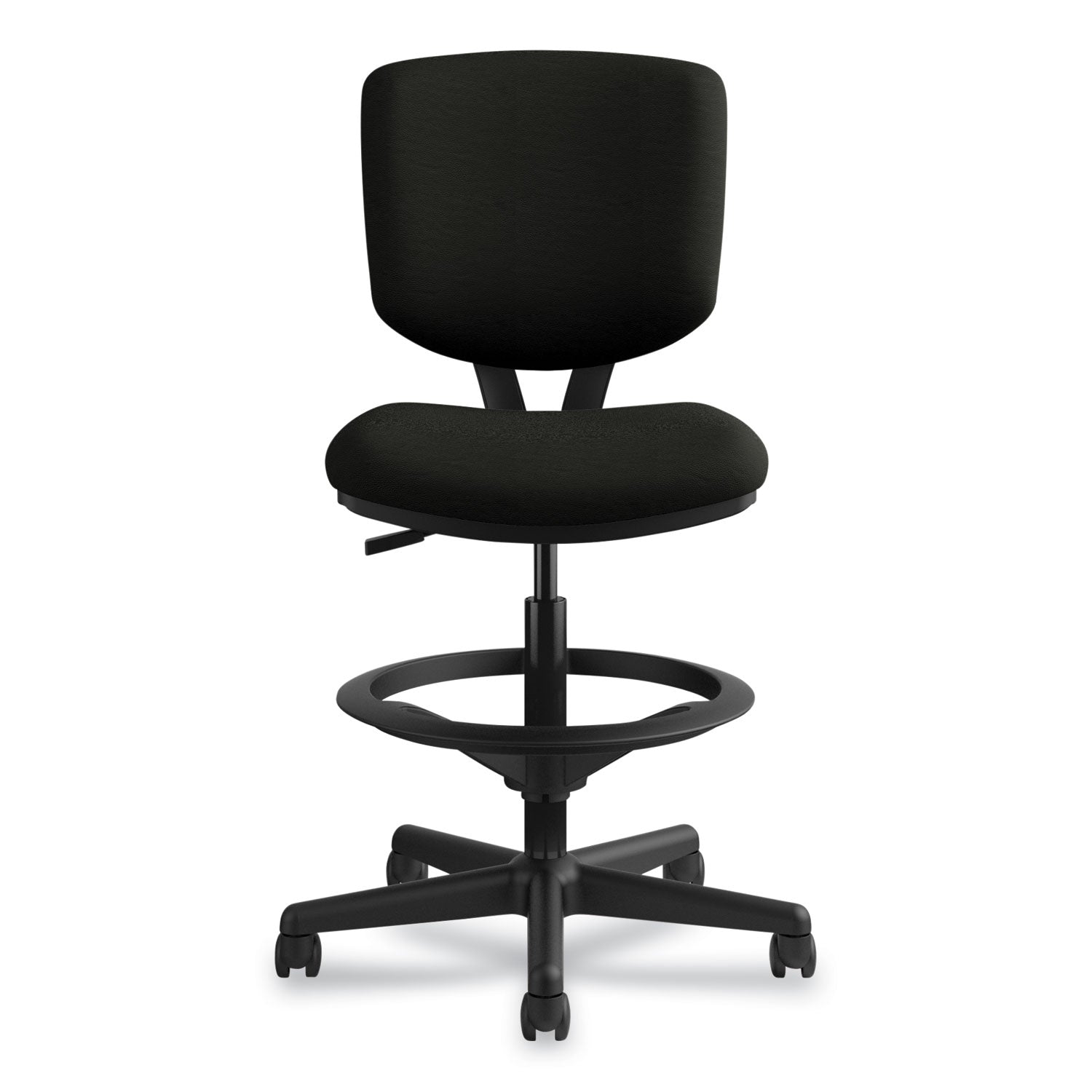 HON® Volt Series Leather Adjustable Task Stool, Supports Up to 275 lb, 22.88" to 32.38" Seat Height, Black