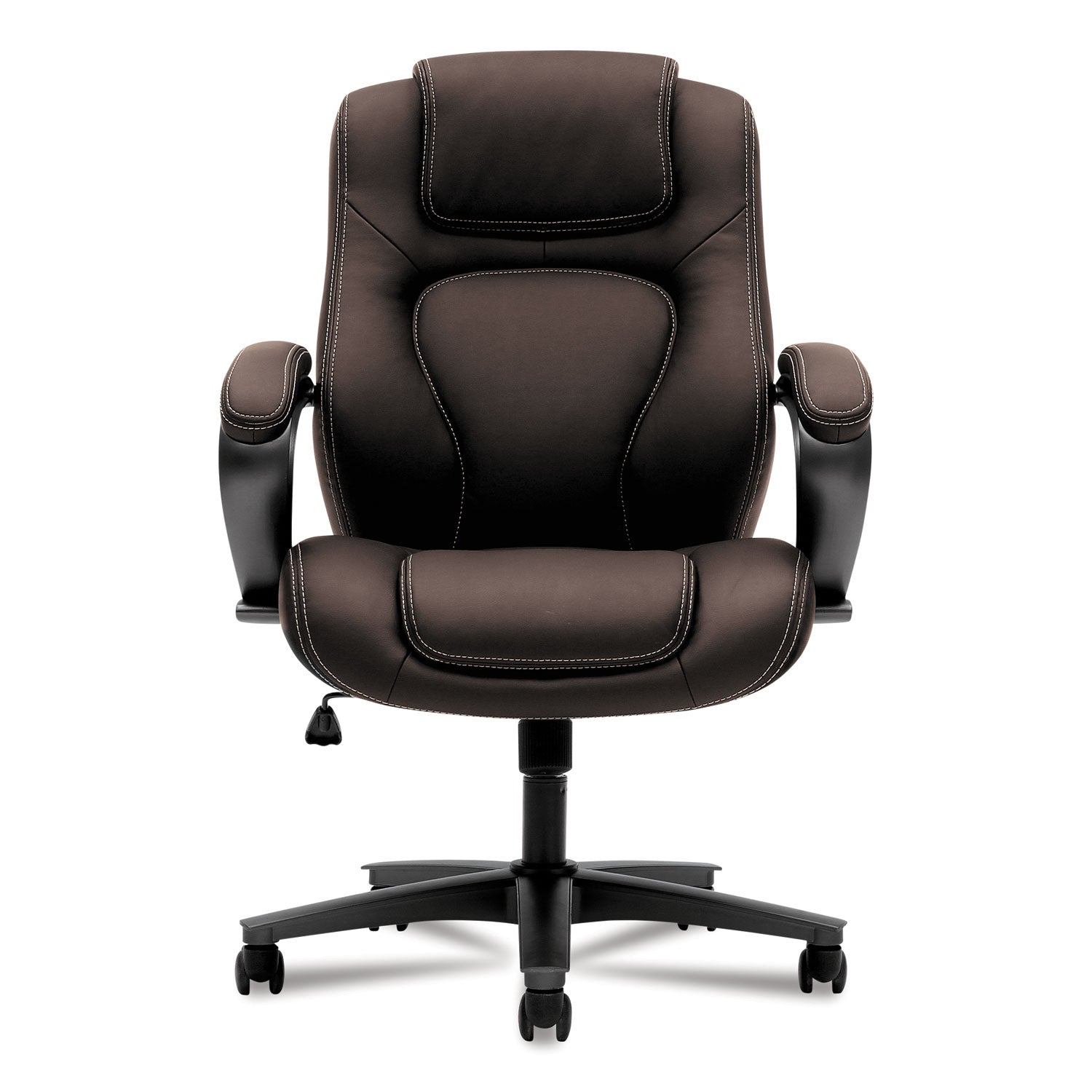 HVL402 Series Executive High-Back Chair, Supports Up to 250 lb, 17" to 21" Seat Height, Brown Seat/Back, Black Base