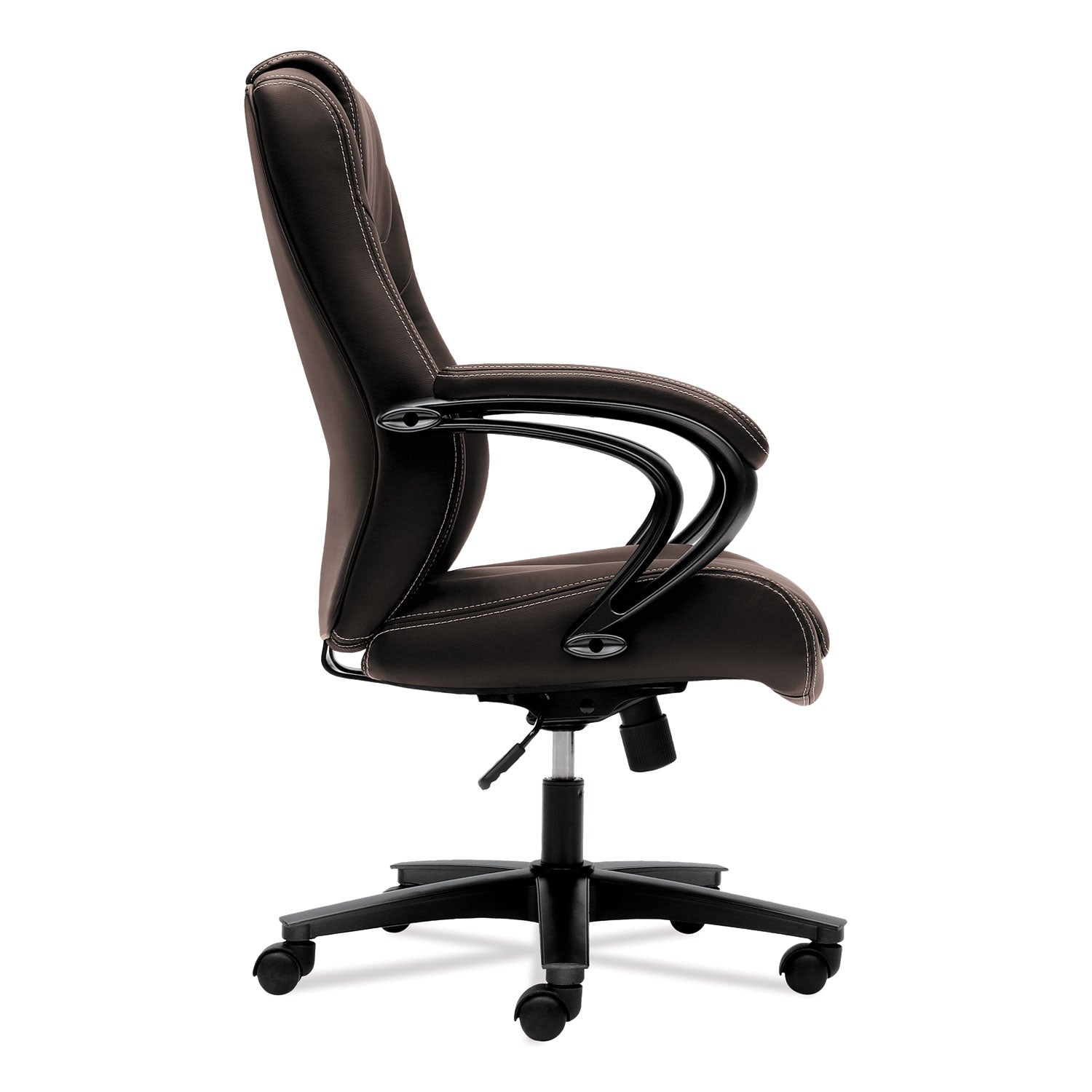 HON® HVL402 Series Executive High-Back Chair, Supports Up to 250 lb, 17" to 21" Seat Height, Brown Seat/Back, Black Base