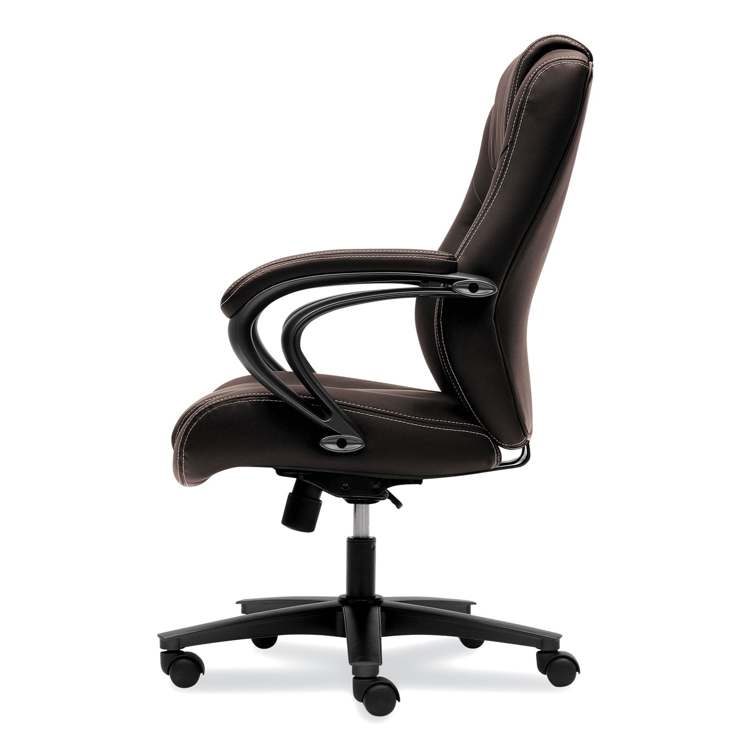 HON® HVL402 Series Executive High-Back Chair, Supports Up to 250 lb, 17" to 21" Seat Height, Brown Seat/Back, Black Base