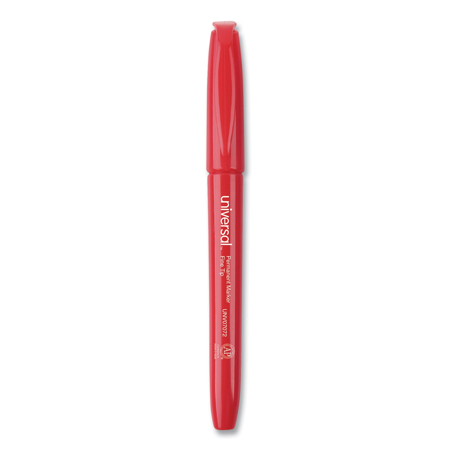 Universal™ Pen-Style Permanent Marker, Fine Bullet Tip, Red, Dozen