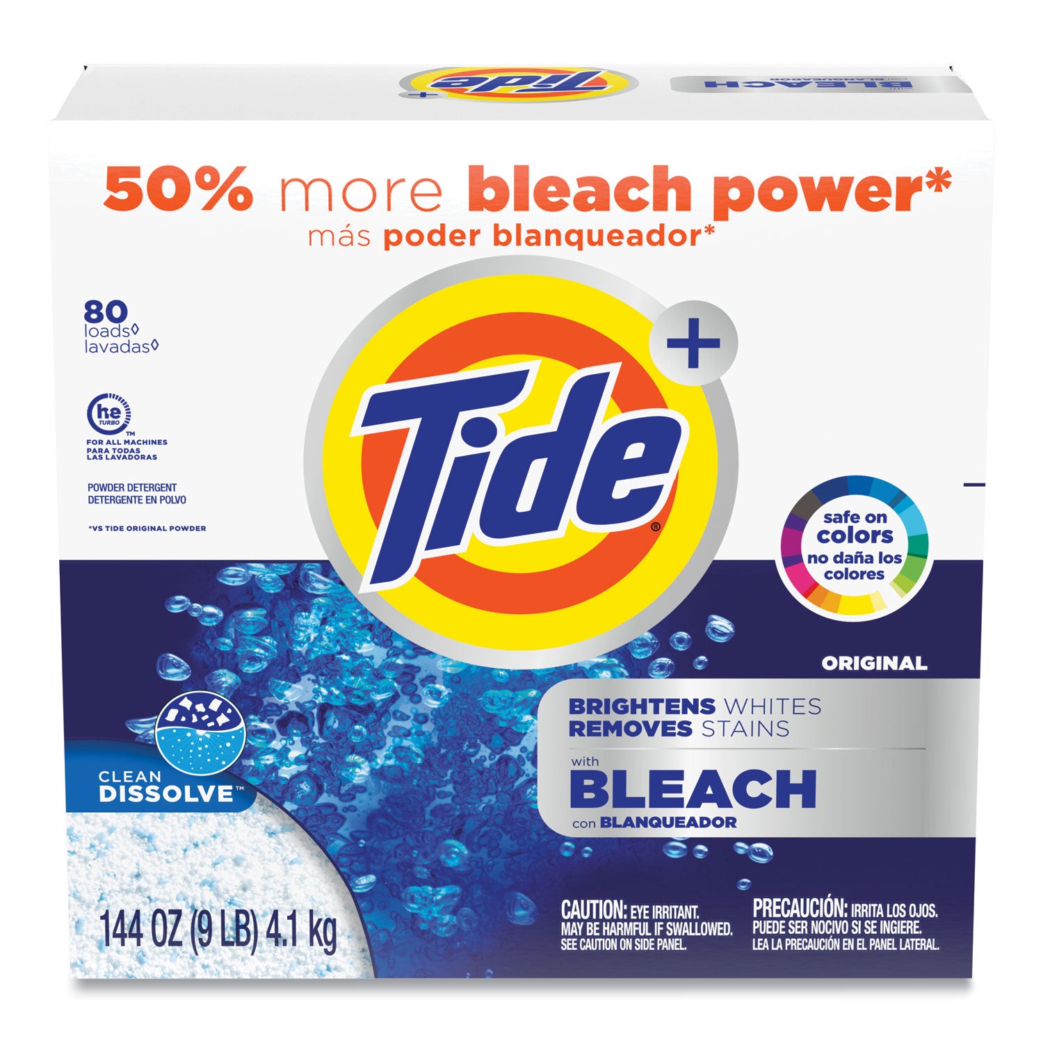 Laundry Detergent with Bleach, Tide Original Scent, Powder, 144 oz Box