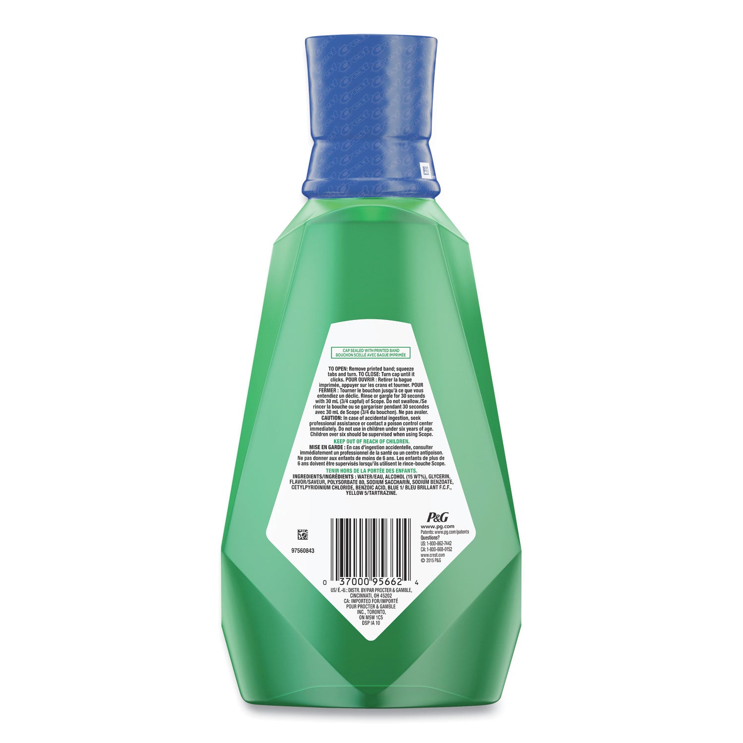 Crest® '+ Scope Mouth Rinse, Classic Mint, 1 L Bottle, 6/Carton