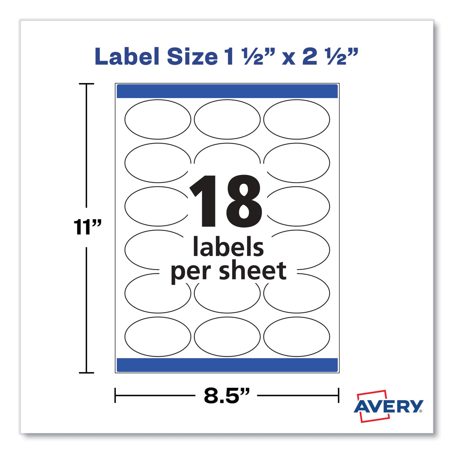 Avery® Oval Labels with Sure Feed and Easy Peel, 1.5 x 2.5, Glossy White, 180/Pack