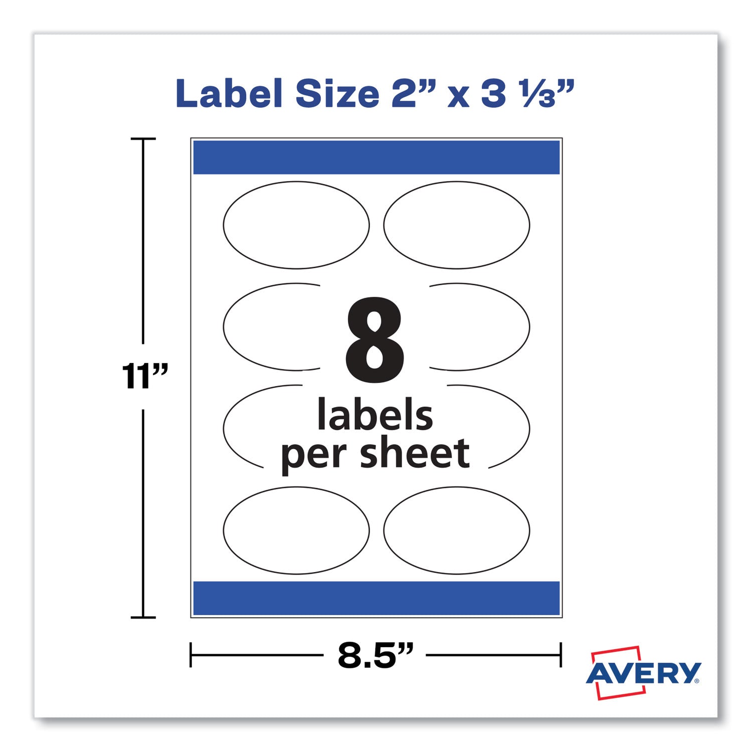 Avery® Oval Labels w/ Sure Feed and Easy Peel, 2 x 3.33, Glossy White, 80/Pack