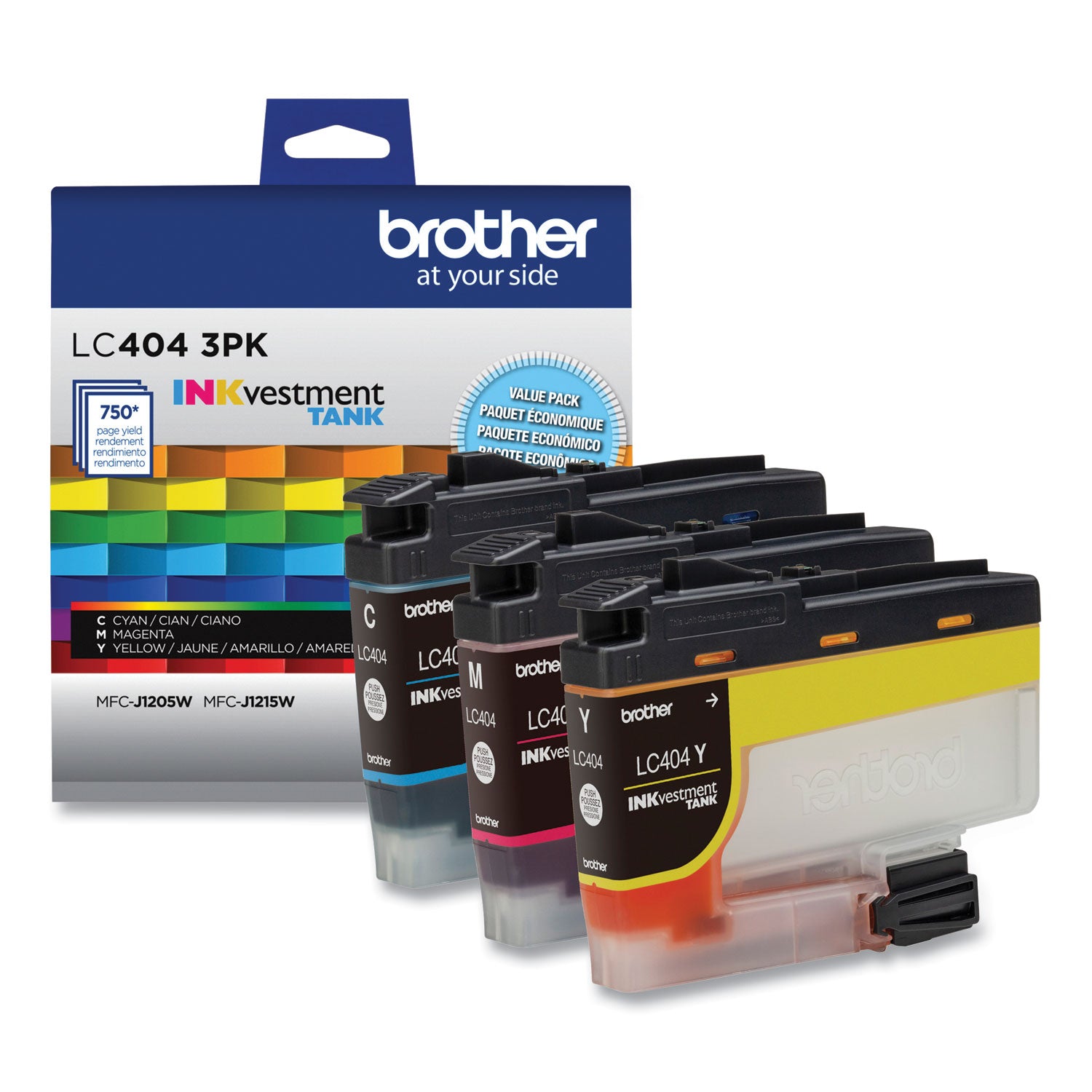 Brother LC4043PK INKvestment Ink, 750 Page-Yield, Cyan/Magenta/Yellow, 3/Pack