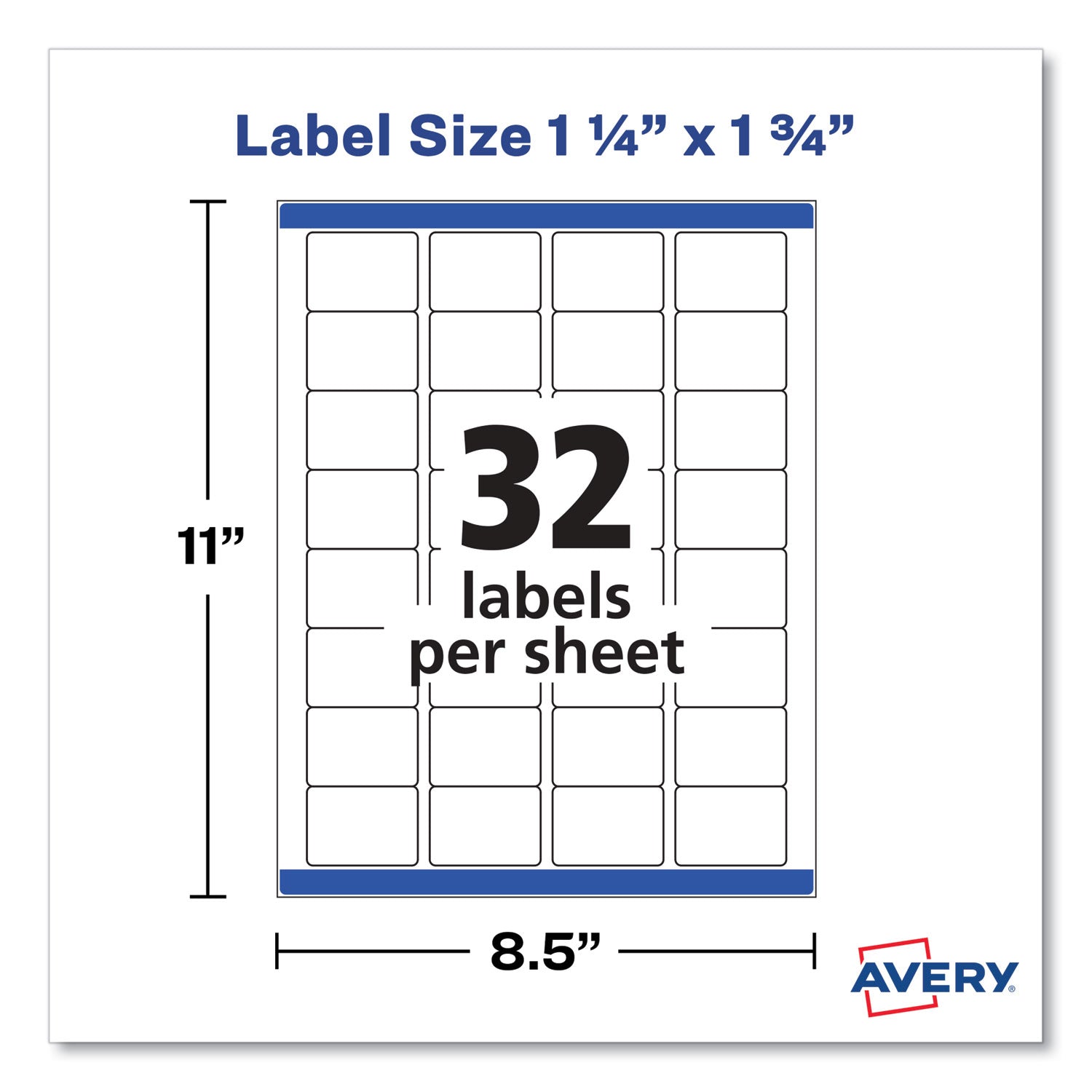 Avery® Removable Durable White Rectangle Labels w/ Sure Feed, 1.25 x 1.75, 256/PK