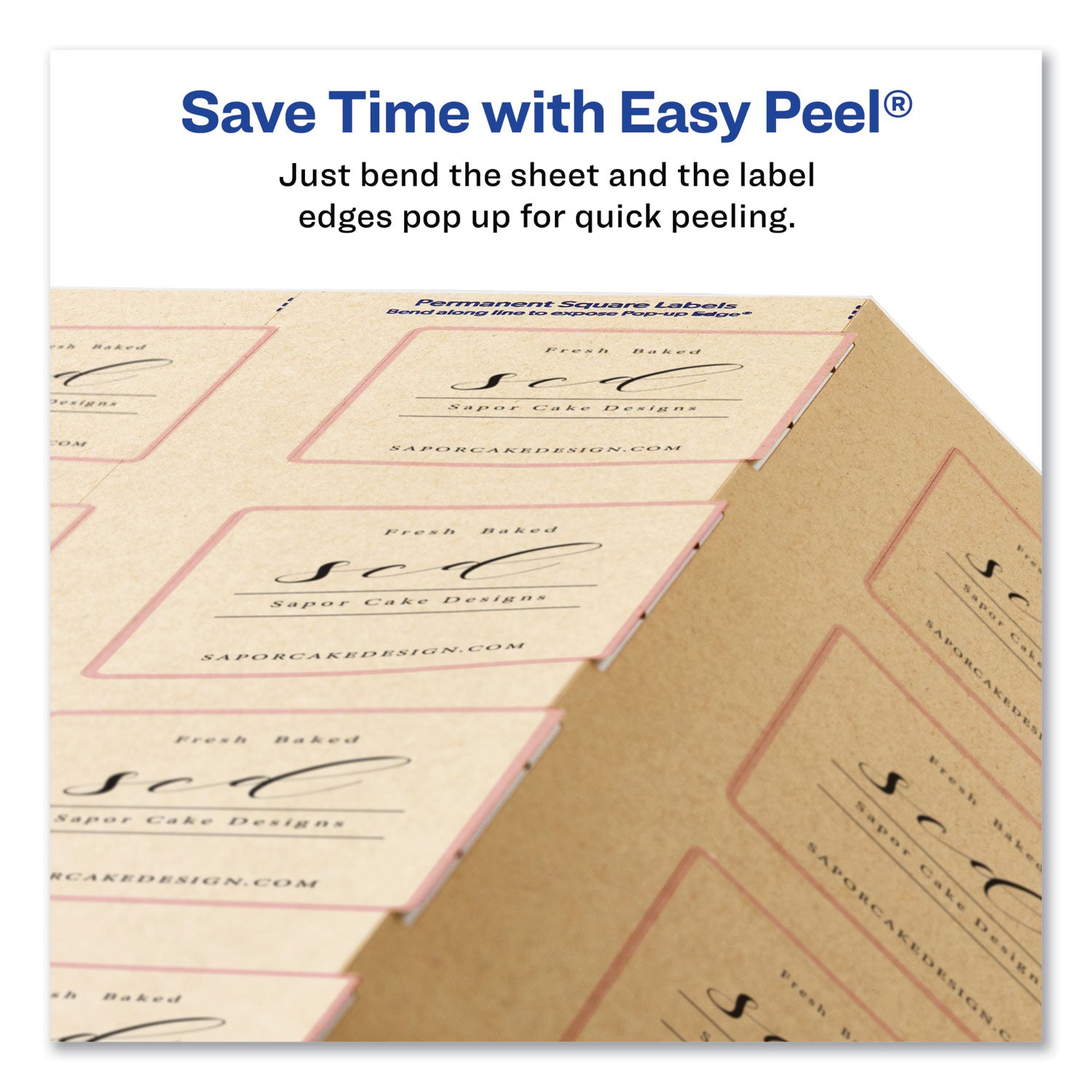 Avery® Square Print-to-the-Edge Labels, Inkjet/Laser Printers, 2 x 2, Kraft Brown, 12/Sheet, 25 Sheets/Pack