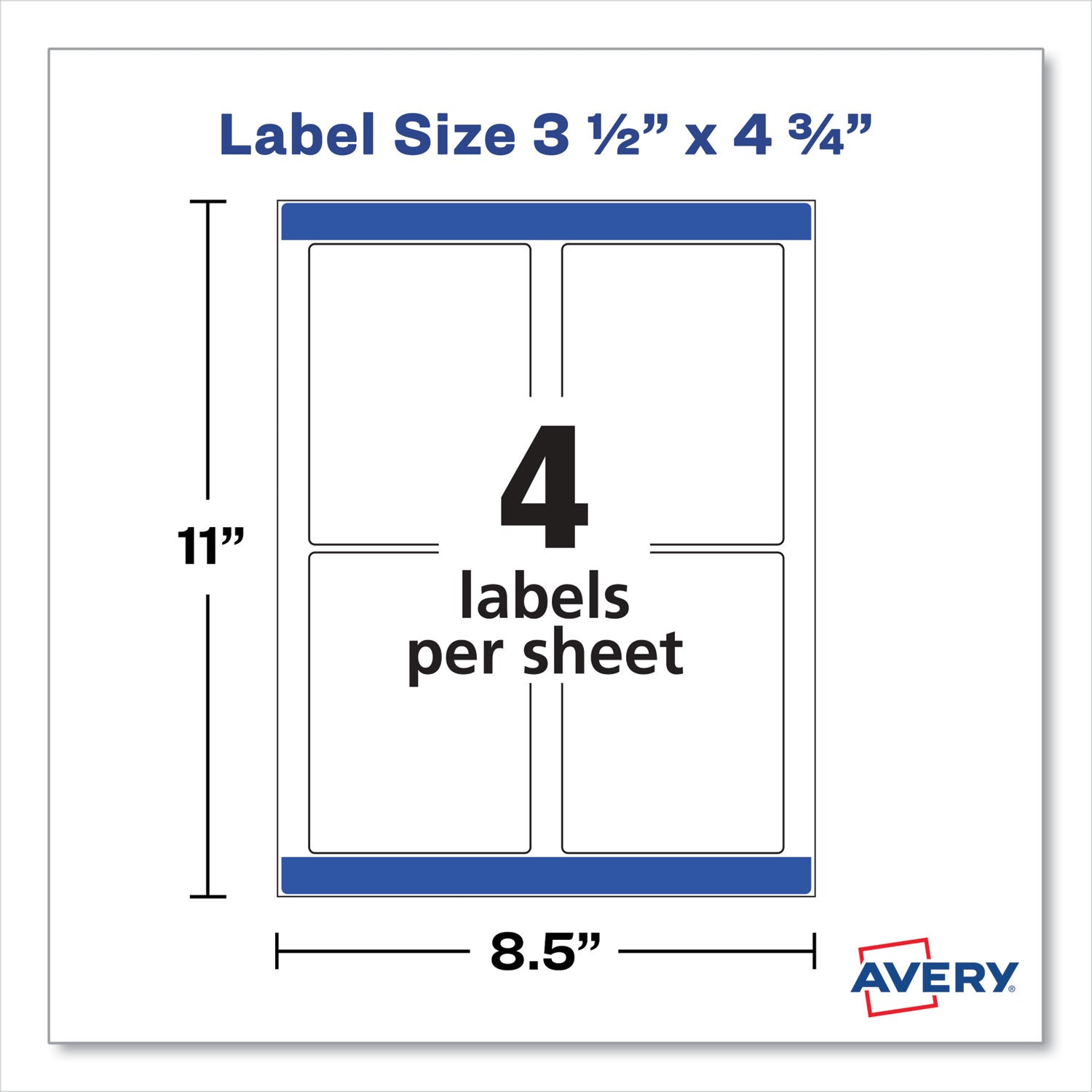 Avery® Removable Print-to-the-Edge White Labels w/ Sure Feed, 3.5 x 4.75, 32/Pack