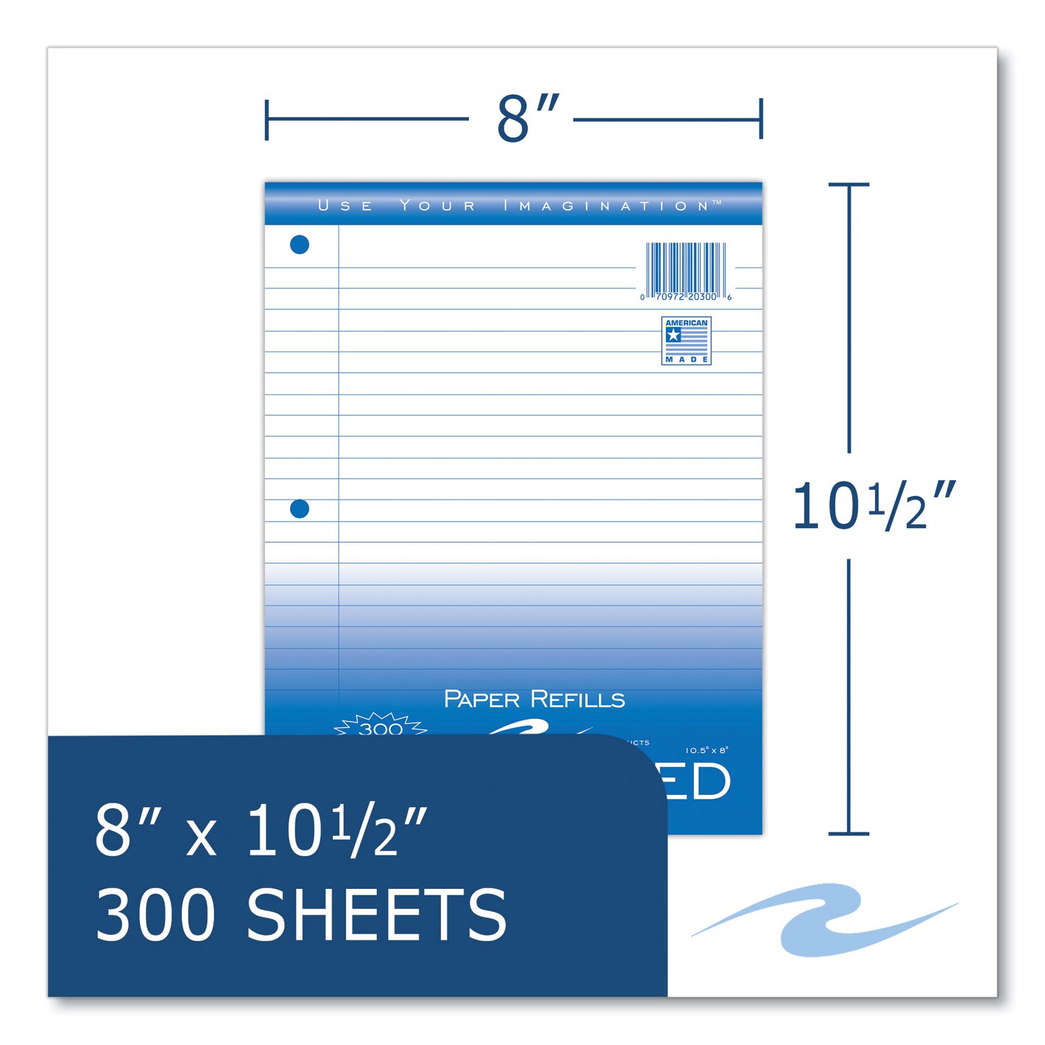 Roaring Spring® Notebook Filler Paper, 3-Hole, 8 x 10.5, Wide/Legal Rule, 300/Pack