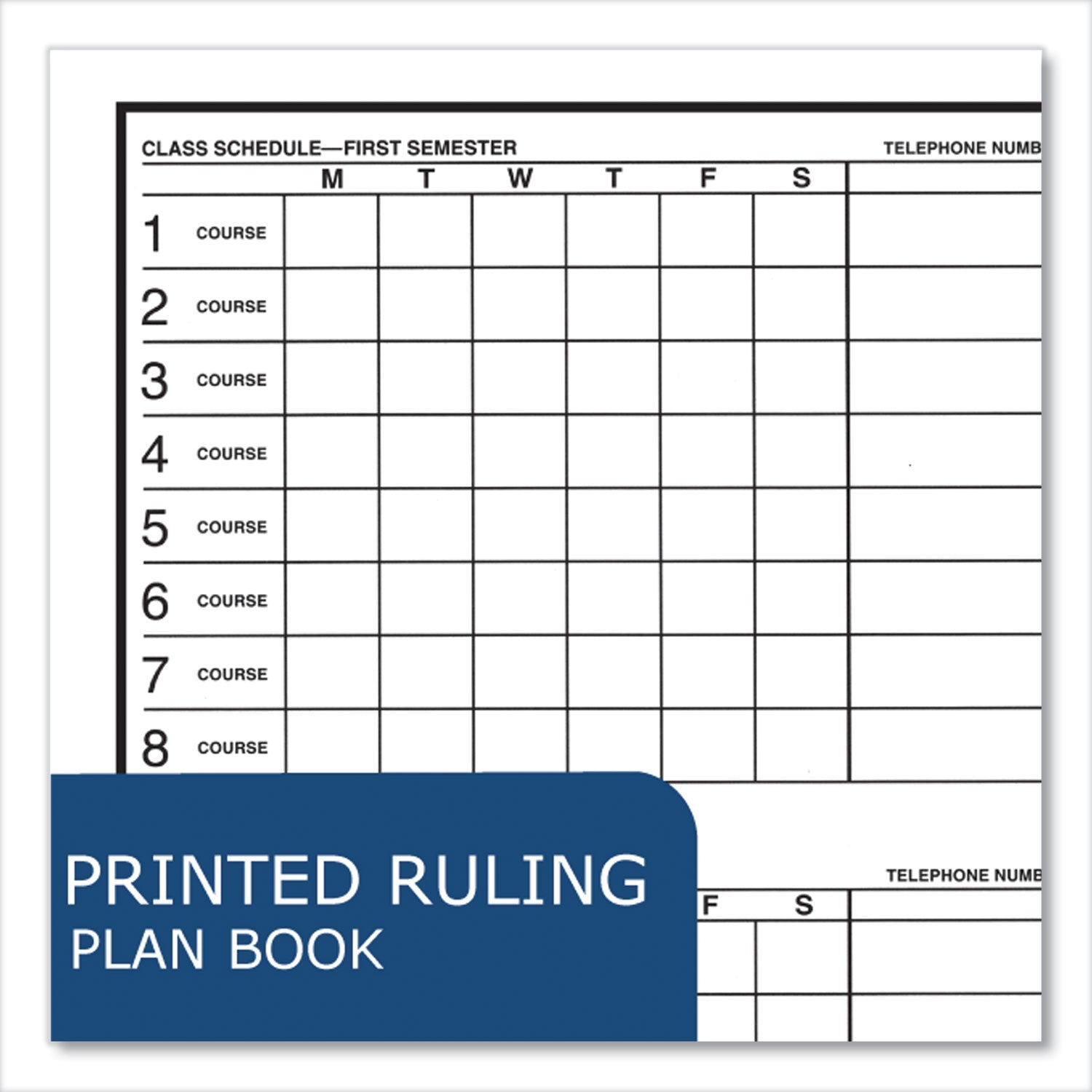 Roaring Spring® Student Plan Book, 40-Weeks: Six-Subject Day, Blue/White Cover, (100) 11 x 8.5 Sheets