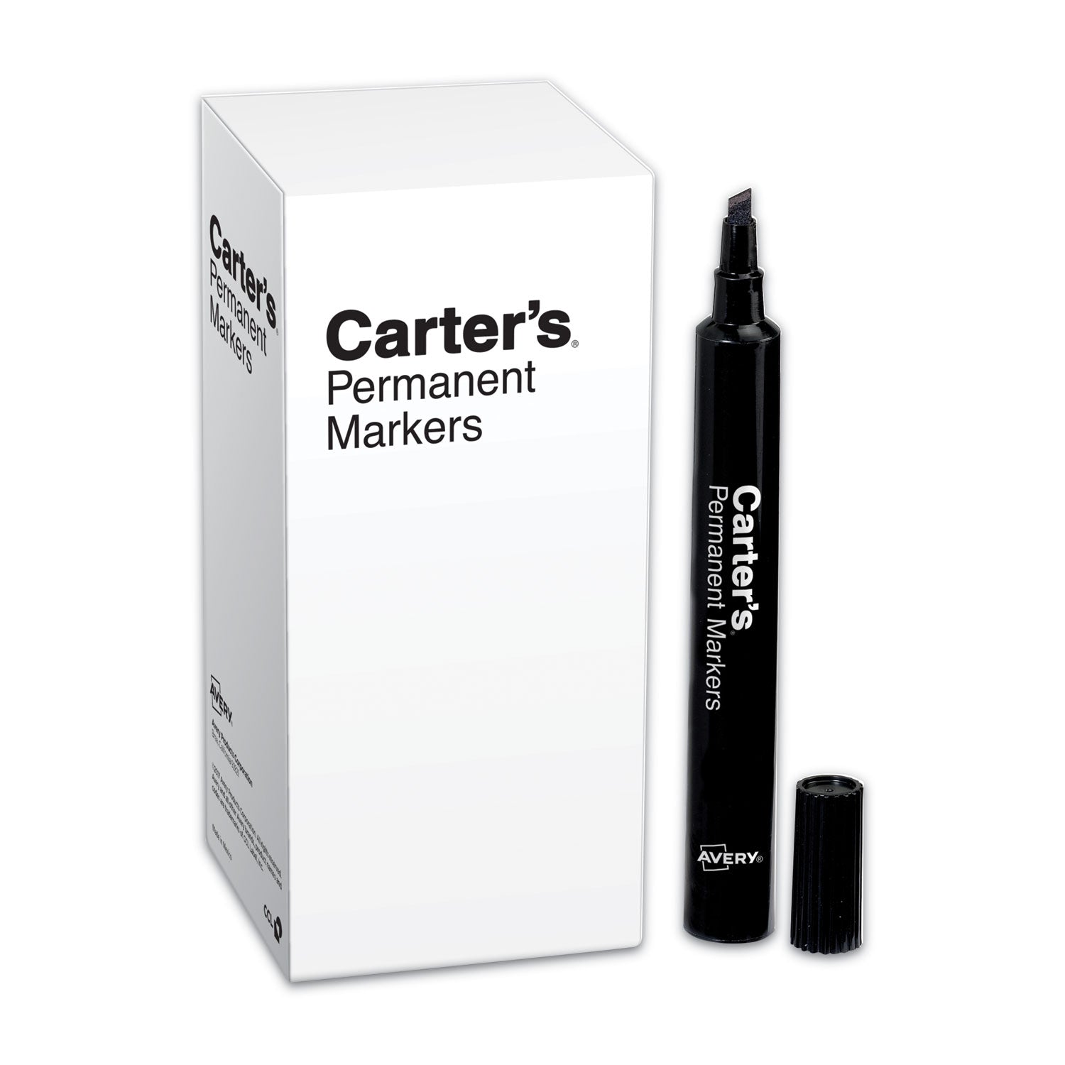 Carter's™ Large Desk Style Permanent Marker, Broad Chisel Tip, Black, Dozen