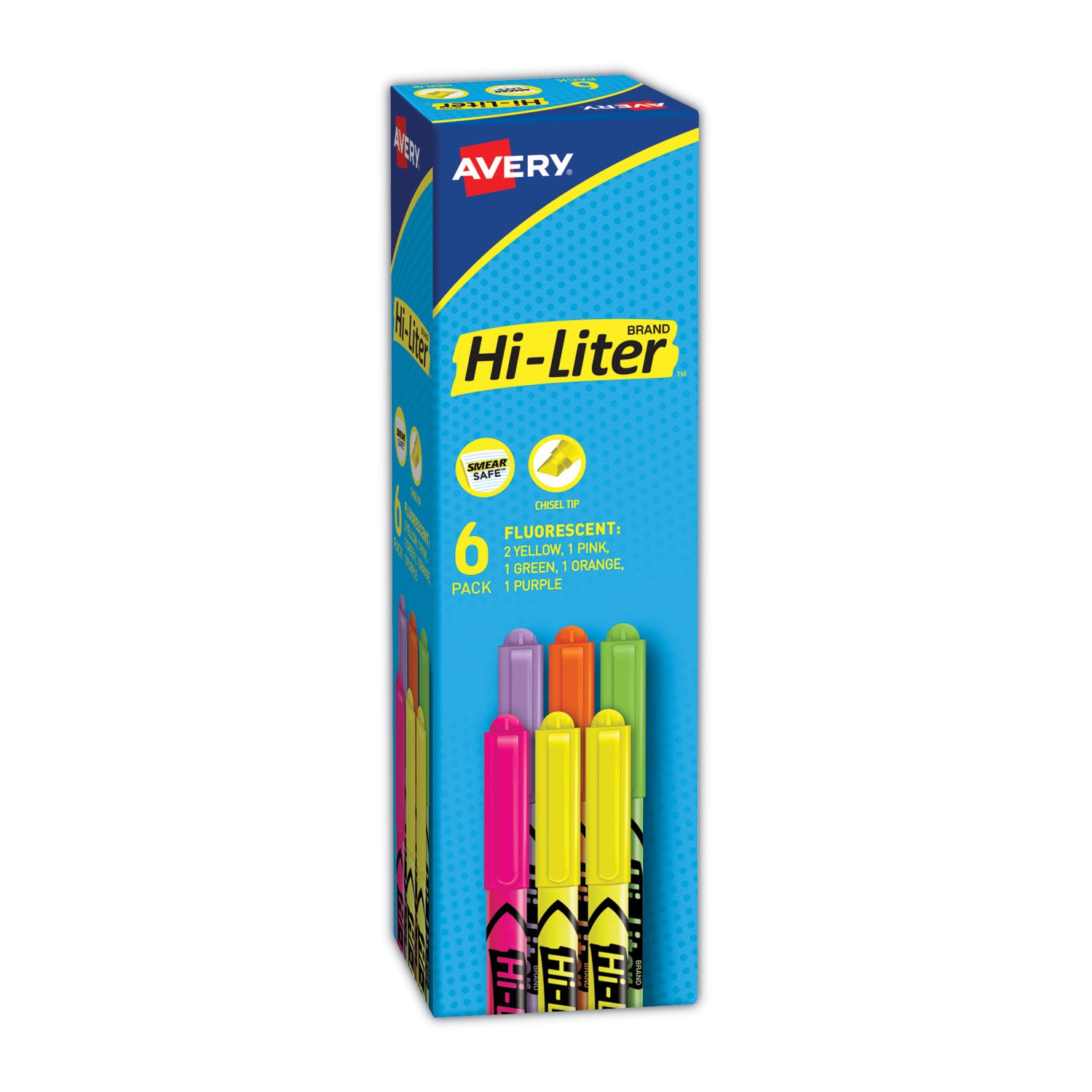 HI-LITER Pen-Style Highlighters, Assorted Ink Colors, Chisel Tip, Assorted Barrel Colors, 6/Set