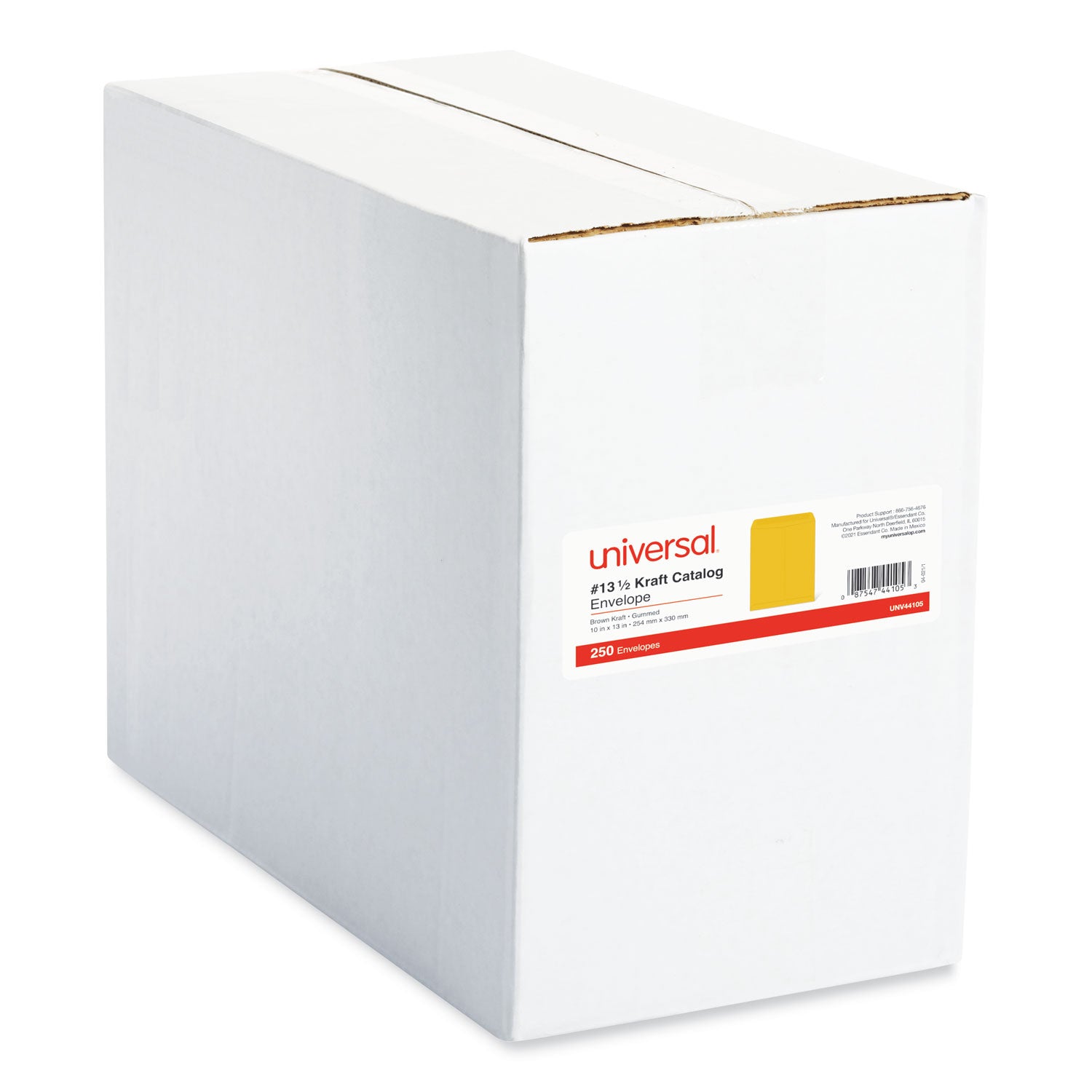 Universal® Catalog Envelope, #13 1/2, Square Flap, Gummed Closure, 10 x 13, Brown Kraft, 250/Box