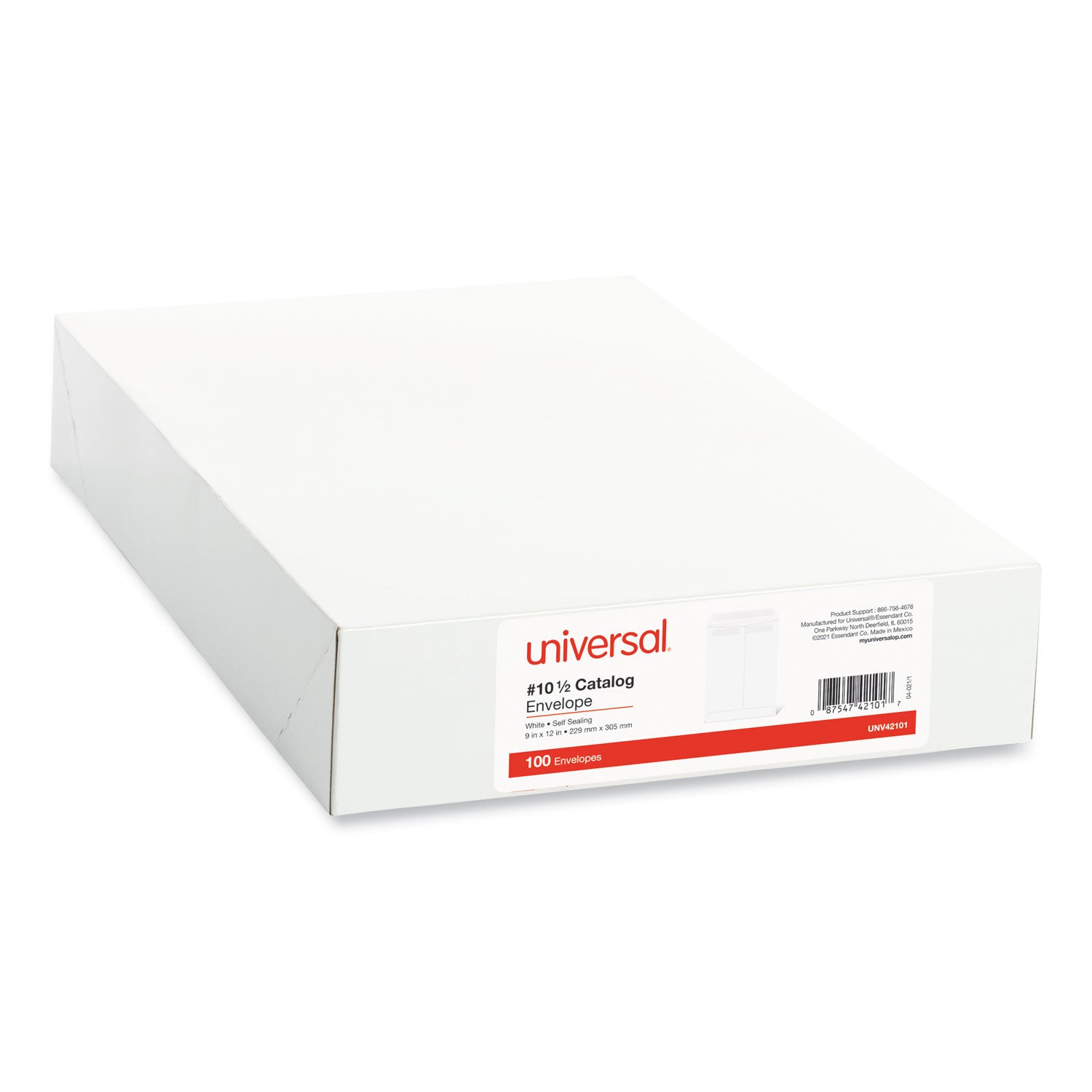 Universal® Self-Stick Open End Catalog Envelope, #10 1/2, Square Flap, Self-Adhesive Closure, 9 x 12, White, 100/Box