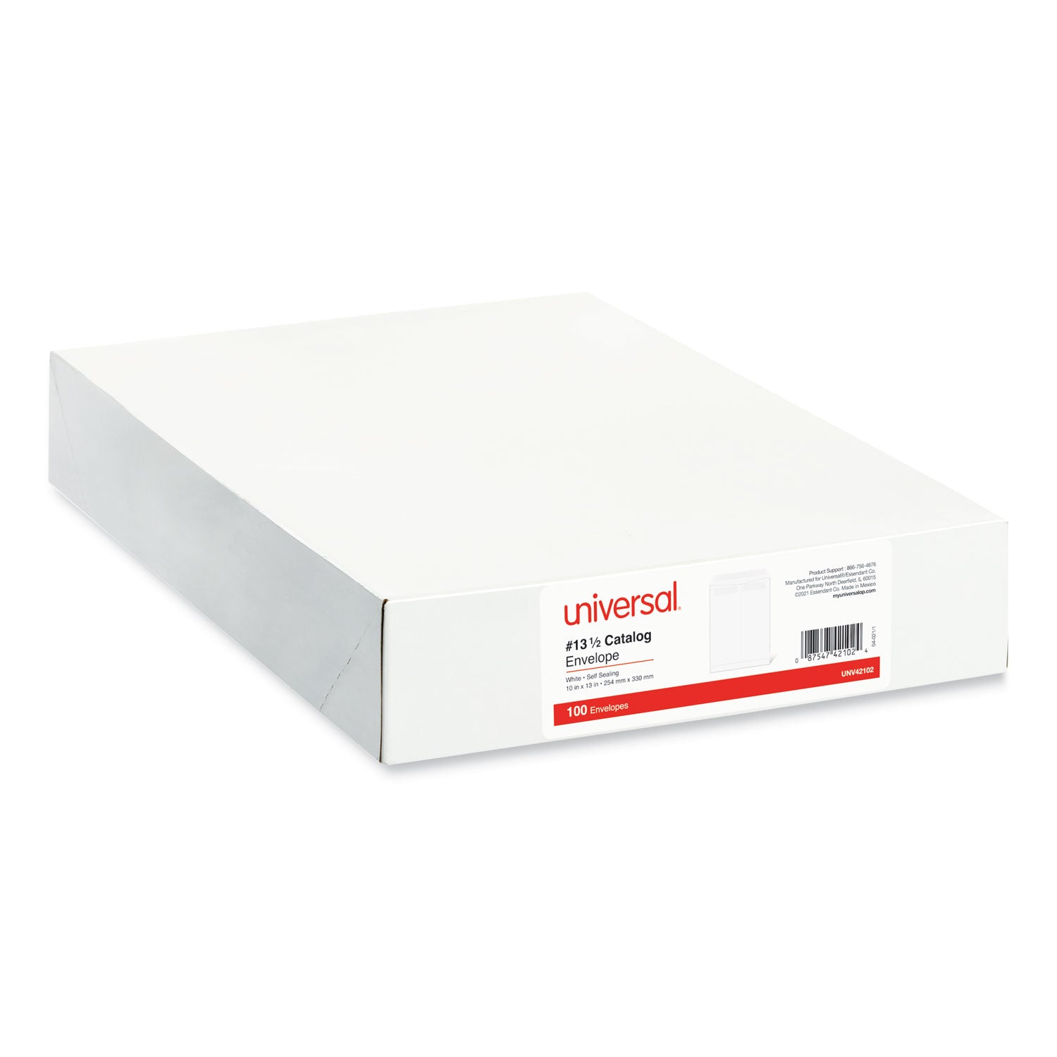 Universal® Self-Stick Open End Catalog Envelope, #13 1/2, Square Flap, Self-Adhesive Closure, 10 x 13, White, 100/Box