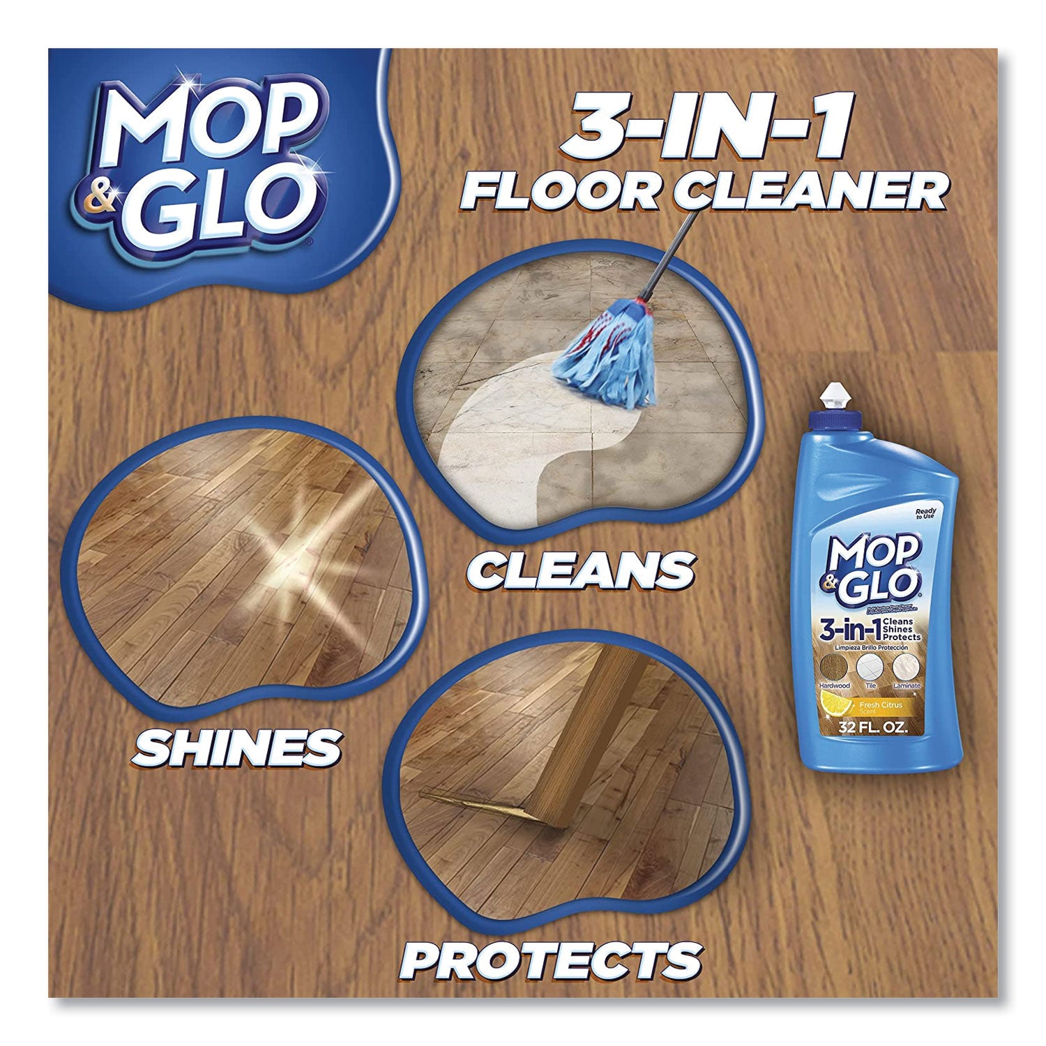 MOP & GLO® Triple Action Floor Cleaner, Fresh Citrus Scent, 32 oz Bottle