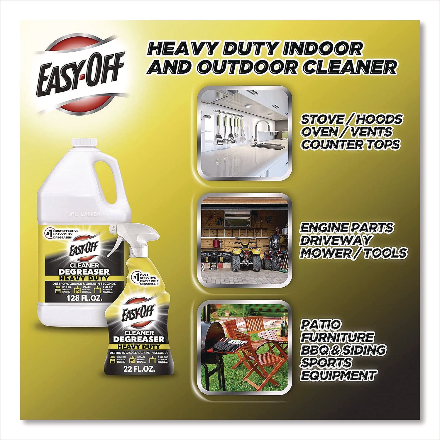 EASY-OFF® Heavy Duty Cleaner Degreaser, 32 oz Spray Bottle, 6/Carton