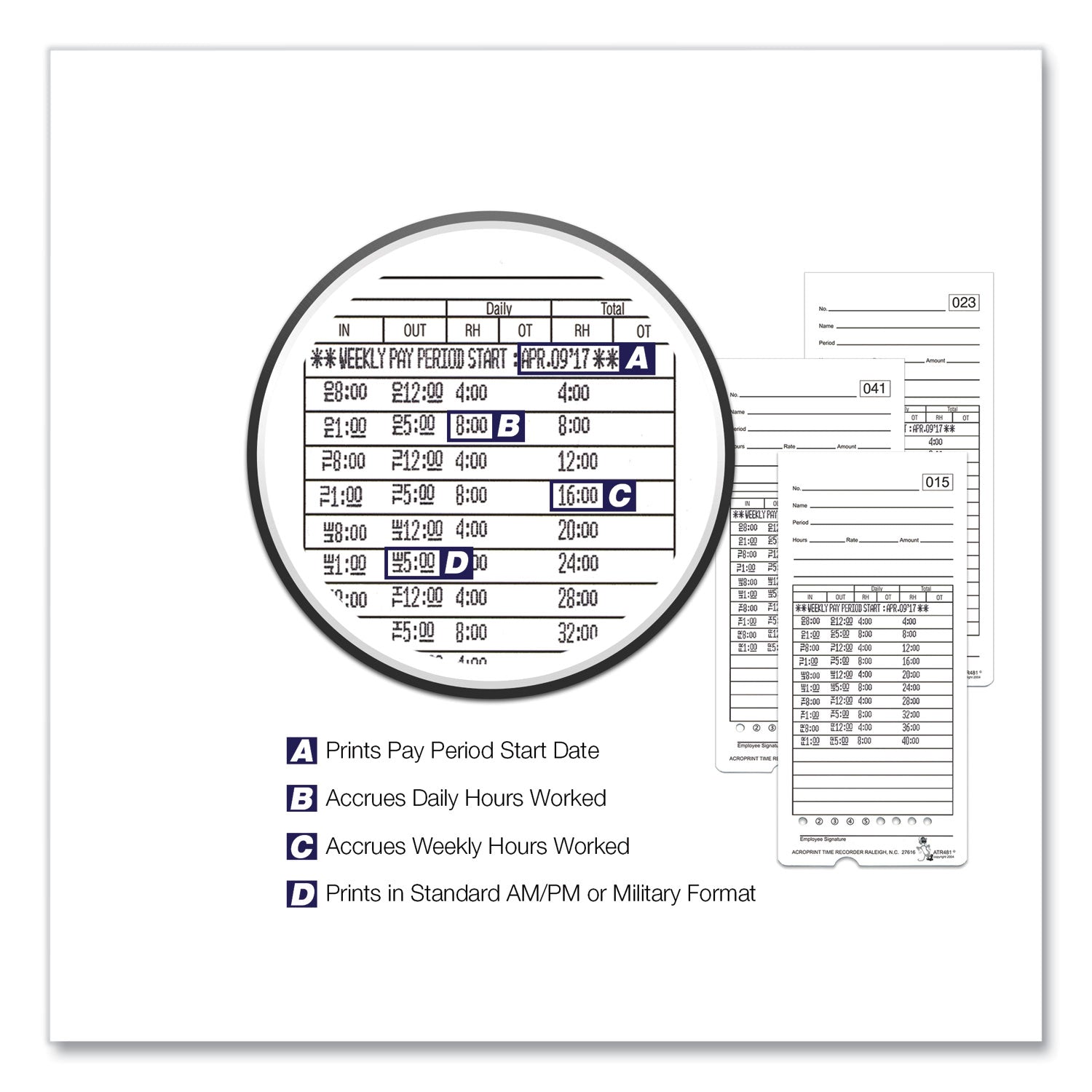 Acroprint® ATR480 Time Clock and Accessories Bundle, Digital Display, White/Charcoal