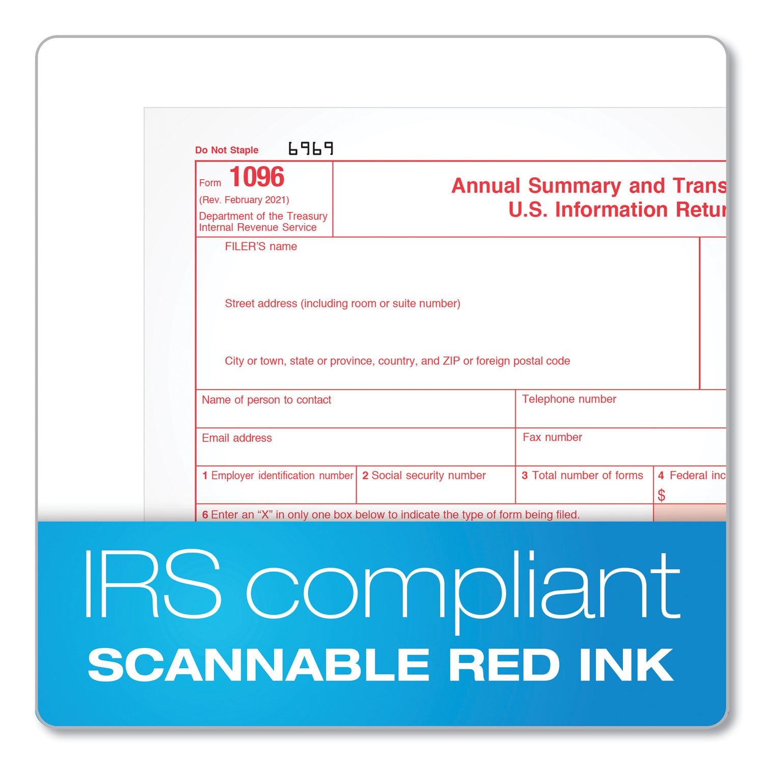 1096 Tax Form for Dot Matrix Printers, Fiscal Year: 2023, Two-Part Carbonless, 8 x 11, 10 Forms Total TOPS™ Flipcost