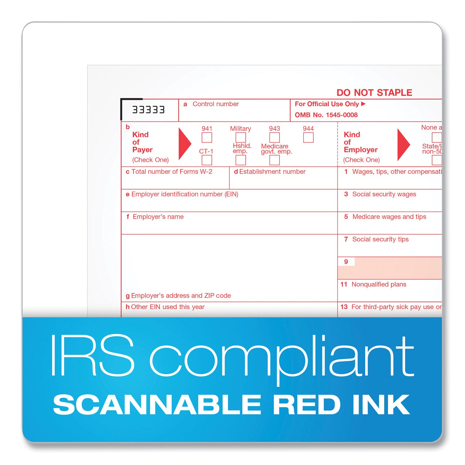 TOPS™ W-2 Tax Forms Kit with Envelopes, Fiscal Year: 2023, Six-Part Carbonless, 8.5 x 5.5, 2 Forms/Sheet, 24 Forms Total