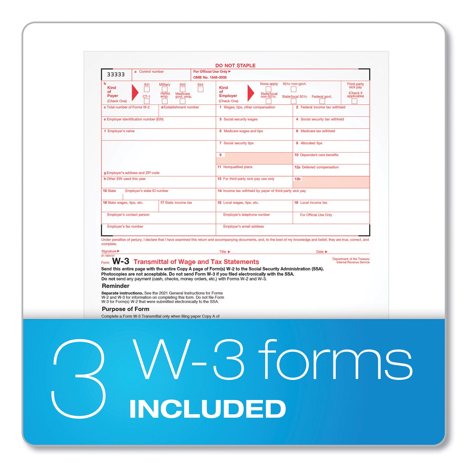 TOPS™ W-2 Tax Forms for Inkjet/Laser Printers, Fiscal Year: 2023, Four-Part Carbonless, 8.5 x 5.5, 2 Forms/Sheet, 50 Forms Total