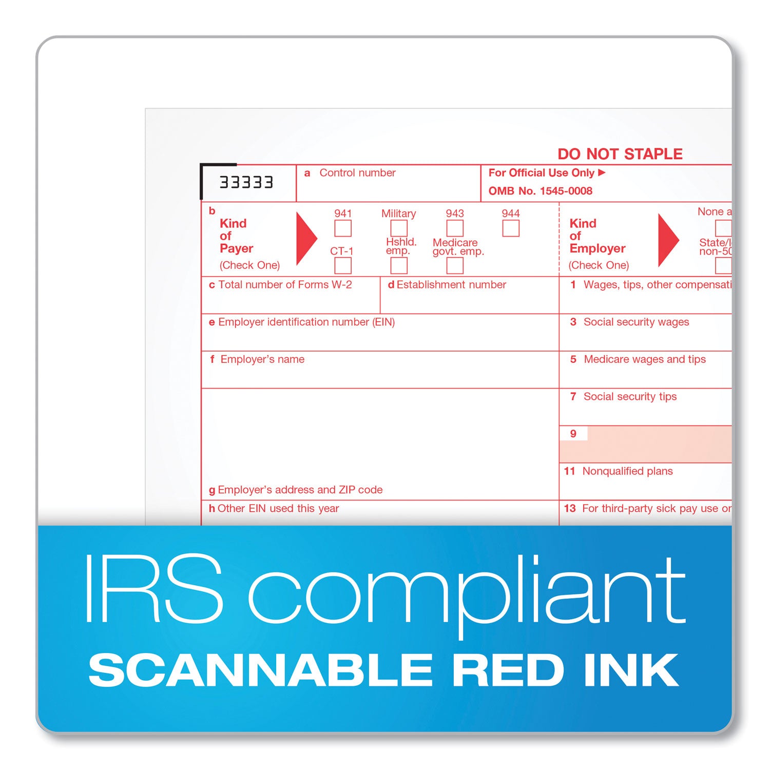 TOPS™ W-2 Tax Forms for Dot Matrix Printers, Fiscal Year: 2023, Six-Part Carbonless, 5.5 x 8.5, 2 Forms/Sheet, 24 Forms Total