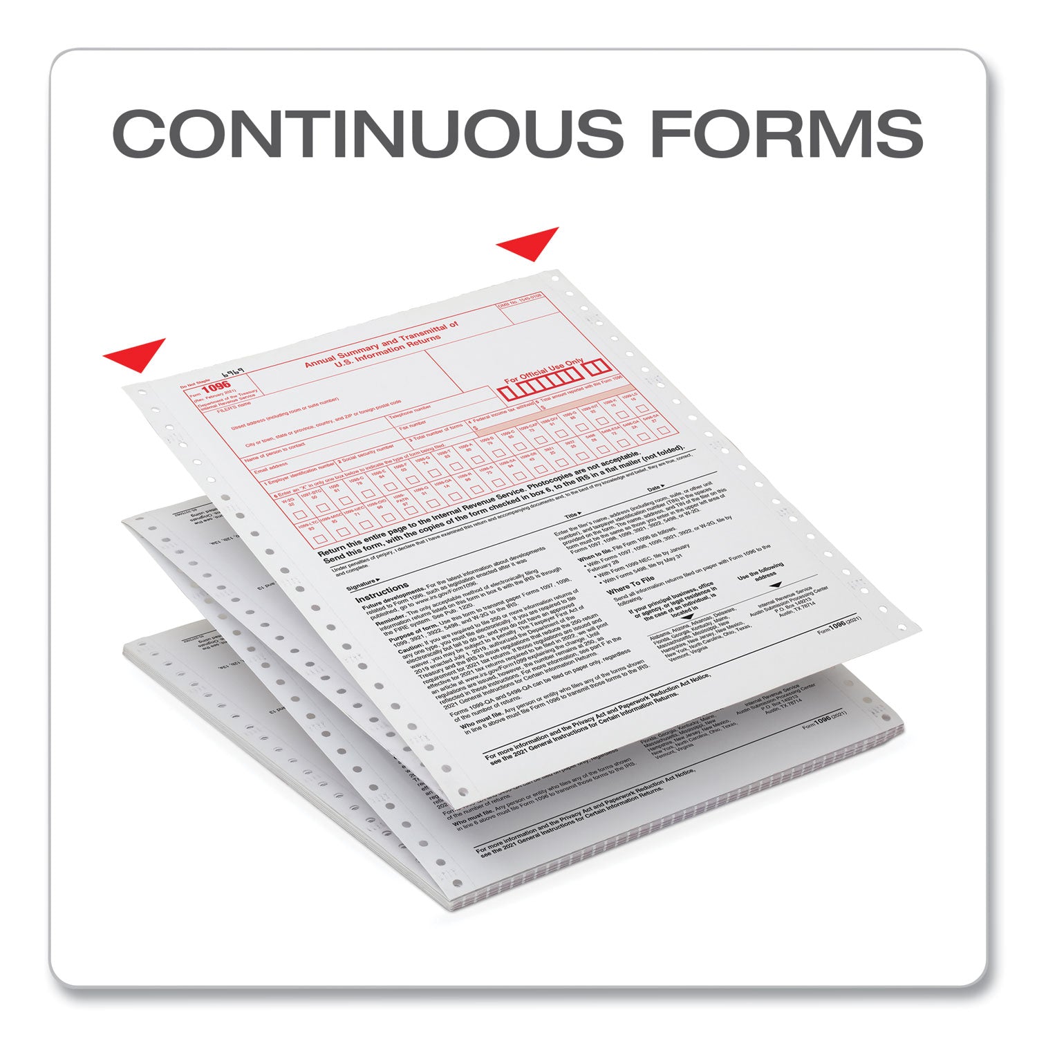 1096 Tax Form for Dot Matrix Printers, Fiscal Year: 2023, Two-Part Carbonless, 8 x 11, 10 Forms Total TOPS™ Flipcost