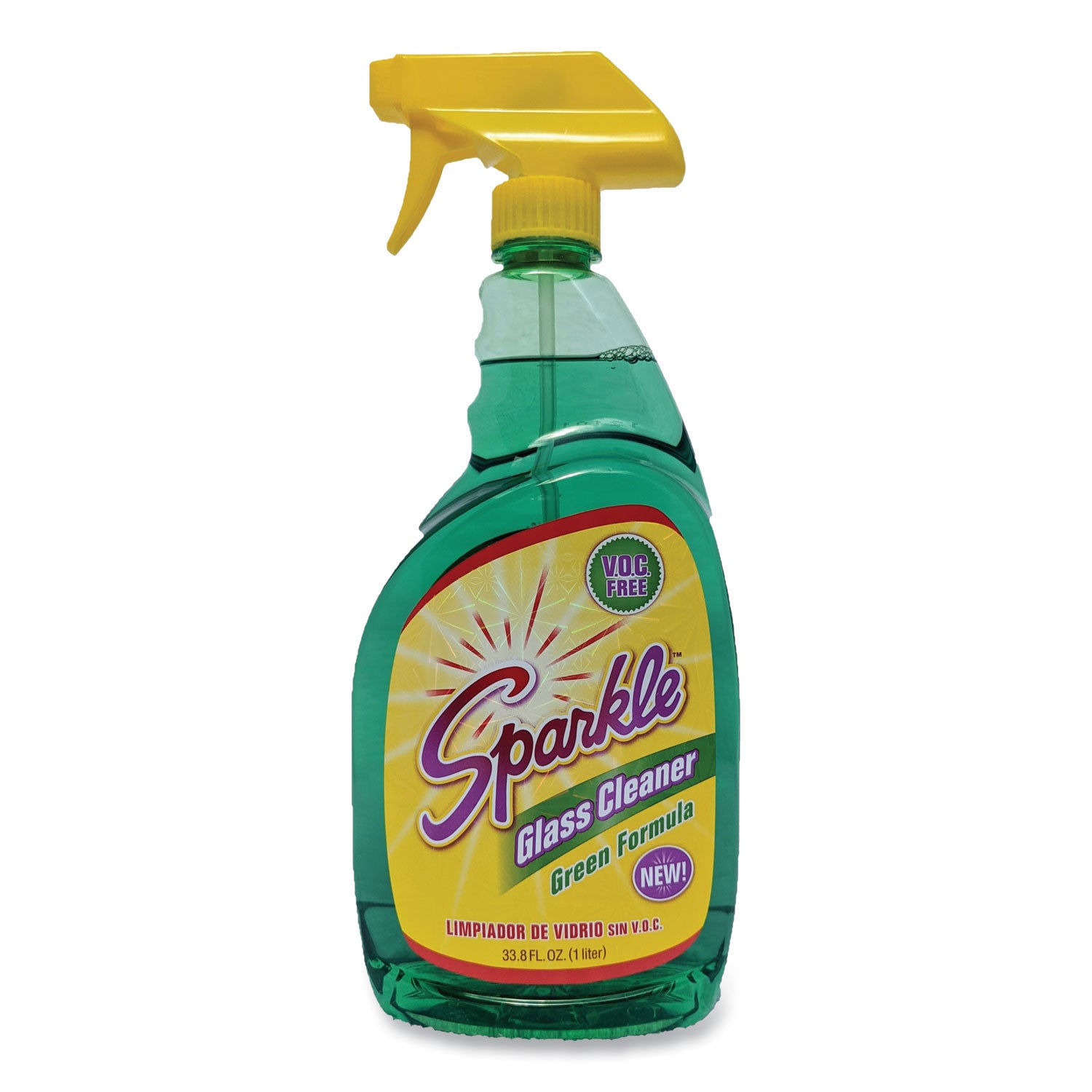 Sparkle Green Formula Glass Cleaner, 33.8 oz Bottle, 12/Carton