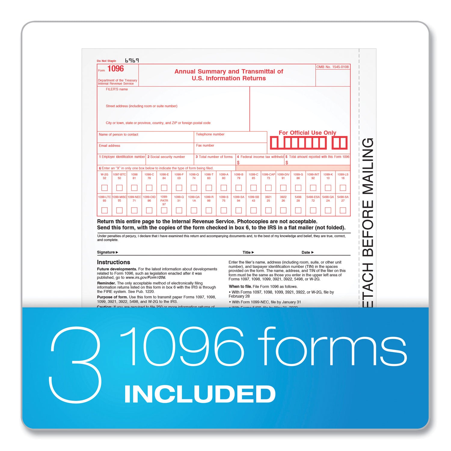 TOPS™ 1099-MISC Tax Forms, Fiscal Year: 2023, Five-Part Carbonless, 8.5 x 5.5, 2 Forms/Sheet, 50 Forms Total