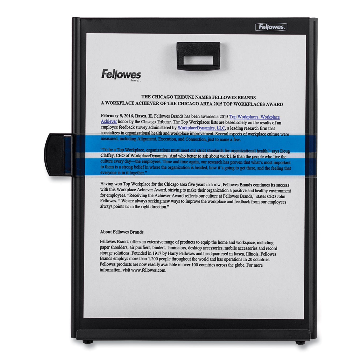 Fellowes® Metal Copyholder, 200 Sheet Capacity, Steel, Black