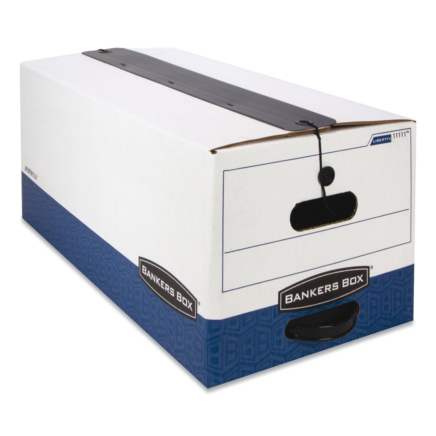 Bankers Box® LIBERTY Plus Heavy-Duty Strength Storage Boxes, Legal Files, 15.25" x 24.13" x 10.75", White/Blue, 12/Carton