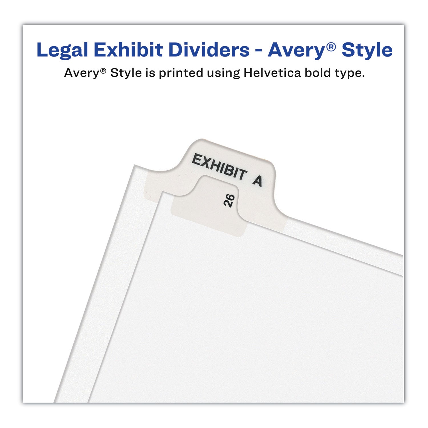 Avery® Preprinted Legal Exhibit Side Tab Index Dividers, Avery Style, 27-Tab, A to Z, 14 x 8.5, White, 1 Set