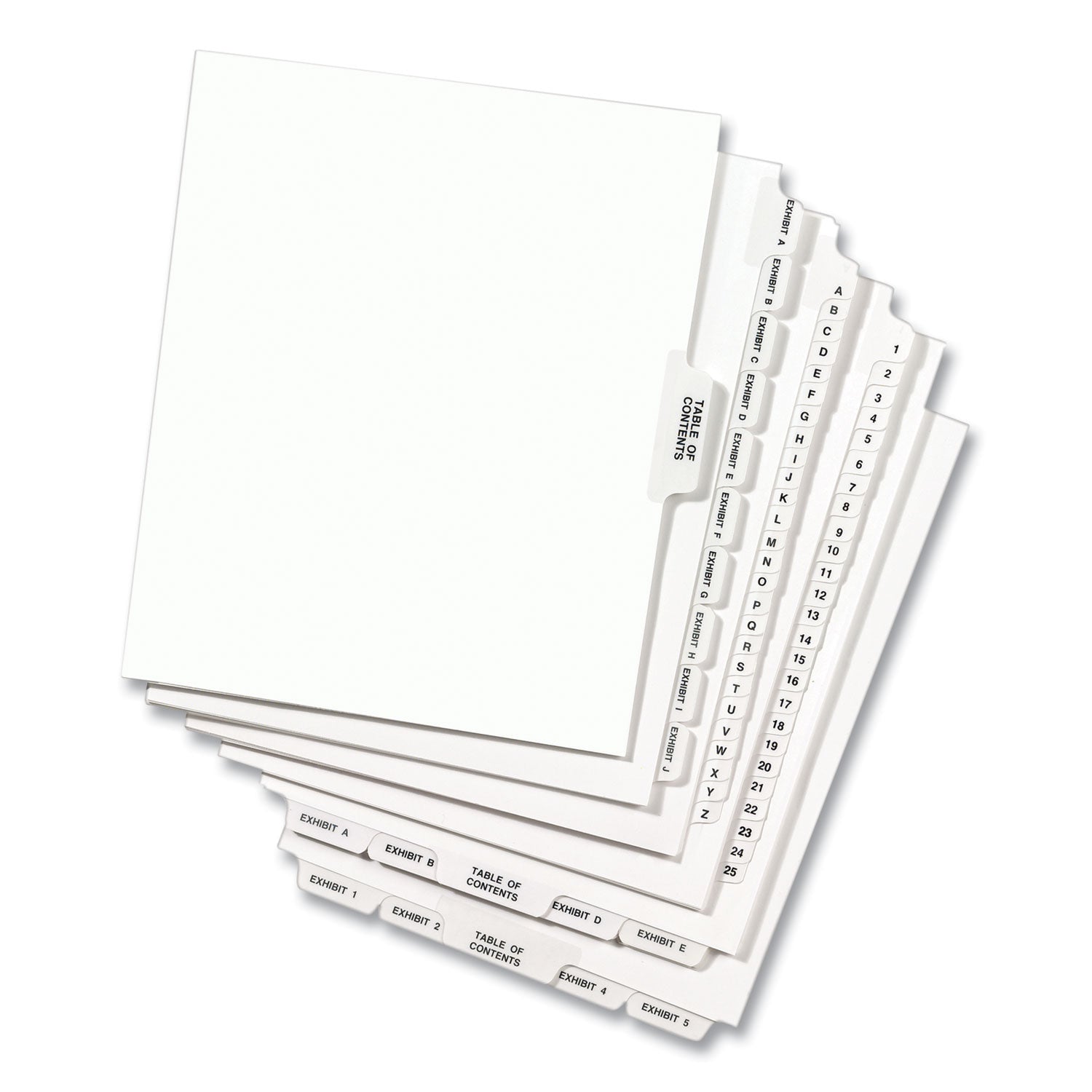 Avery® Preprinted Legal Exhibit Side Tab Index Dividers, Avery Style, 10-Tab, 19, 11 x 8.5, White, 25/Pack, (1019)