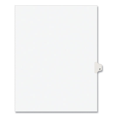 Preprinted Legal Exhibit Side Tab Index Dividers, Avery Style, 26-Tab, P, 11 x 8.5, White, 25/Pack, (1416) - Flipcost