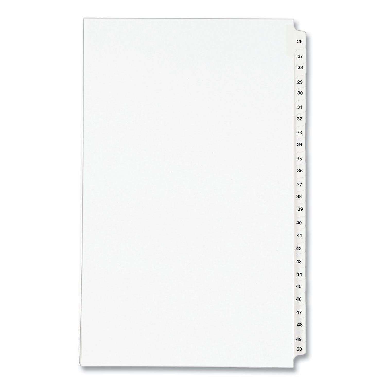 Preprinted Legal Exhibit Side Tab Index Dividers, Avery Style, 25-Tab, 26 to 50, 14 x 8.5, White, 1 Set, (1431)